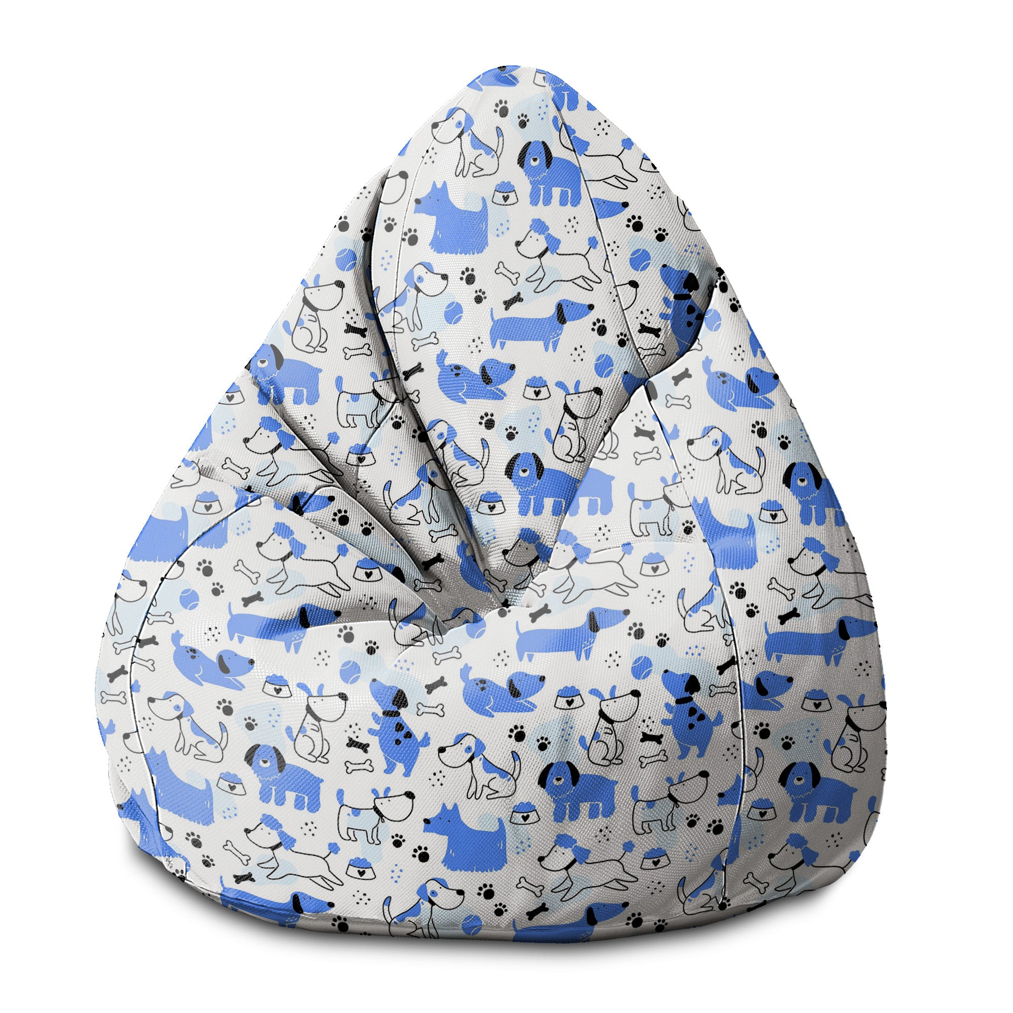 Sedací vak Pearshape Modrí Psy-S-Velvet