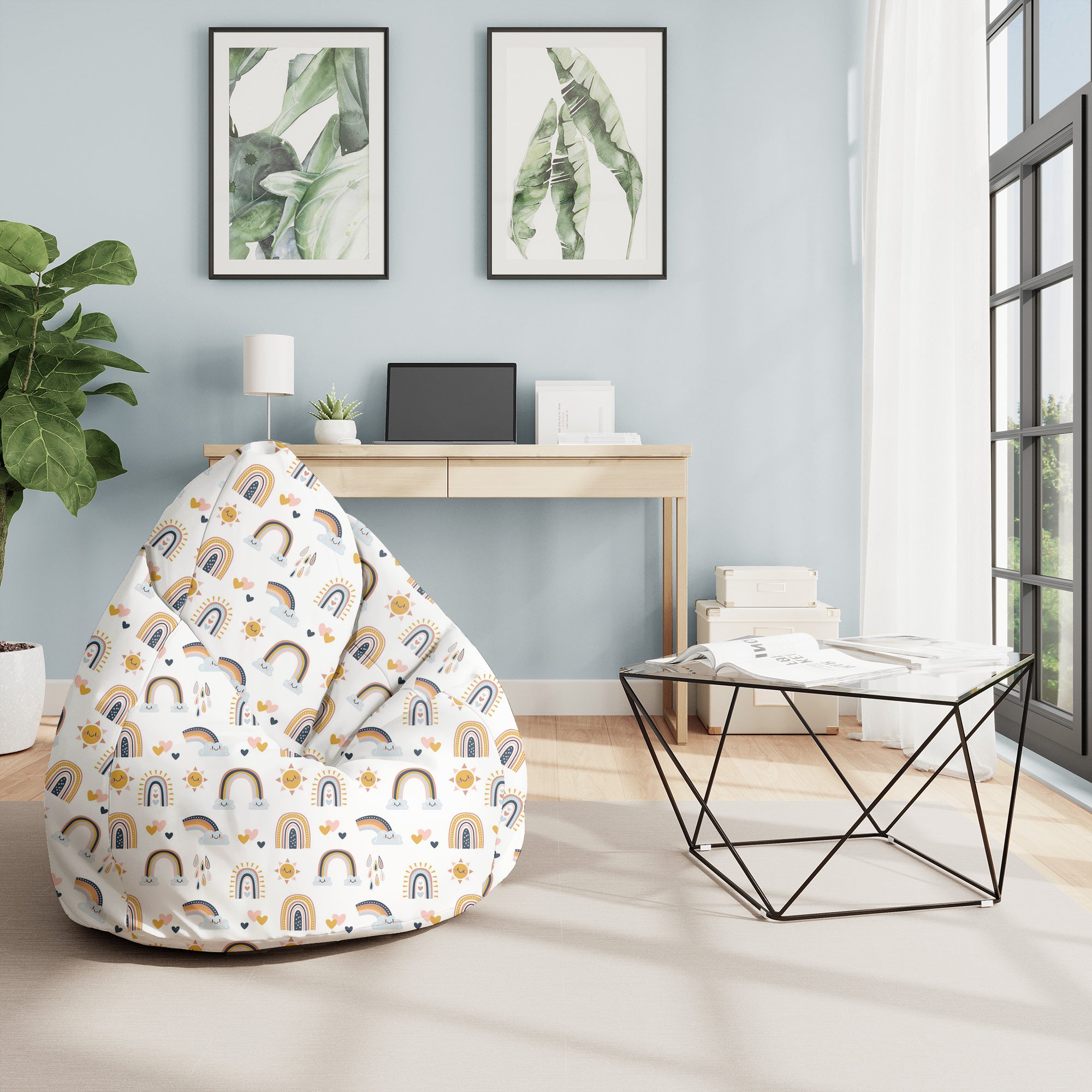Sitzsack Pearshape Cartoon Regenbogen und Sonne-M-Oxford