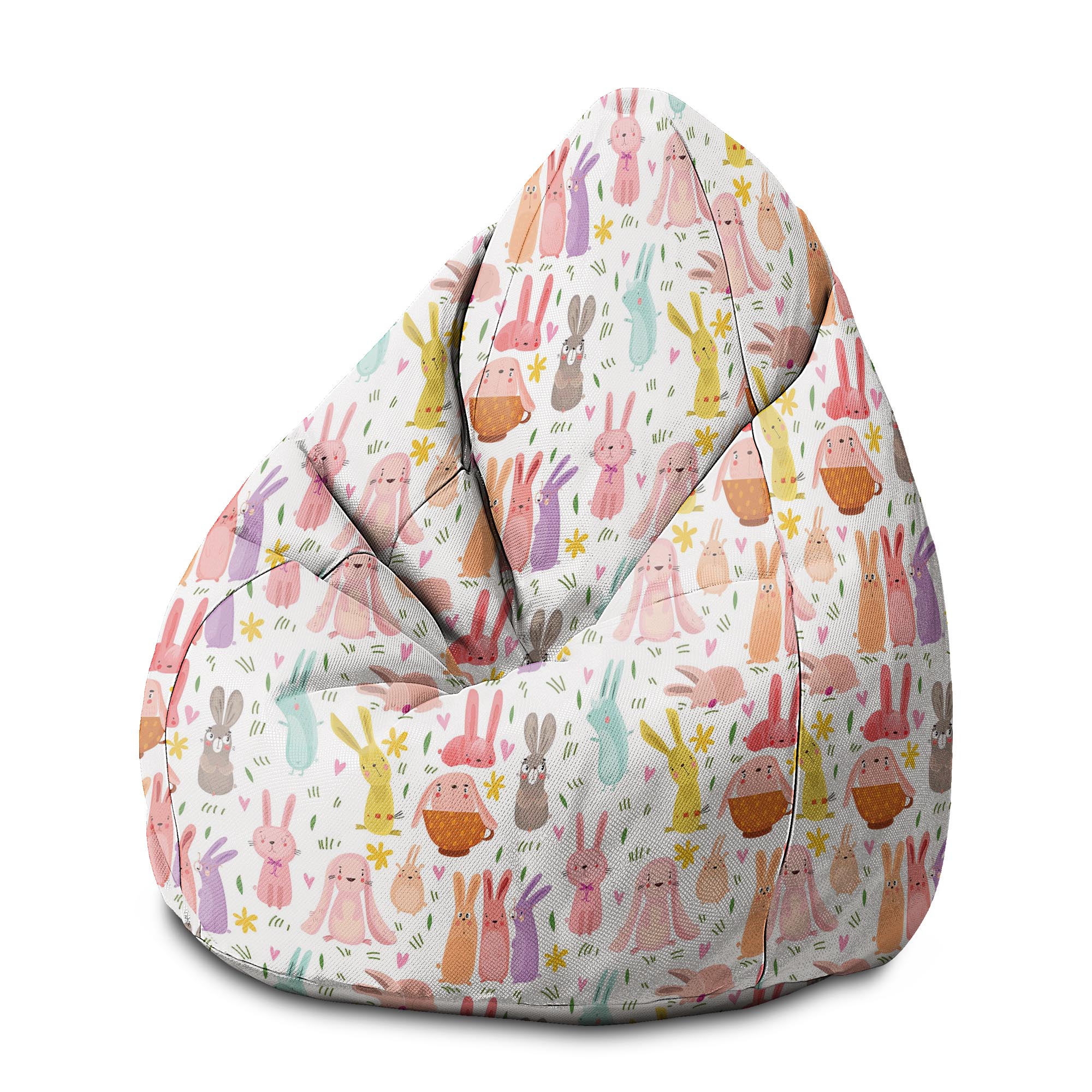 Pearshape Pouf Colorful Rabbits-M-Oxford