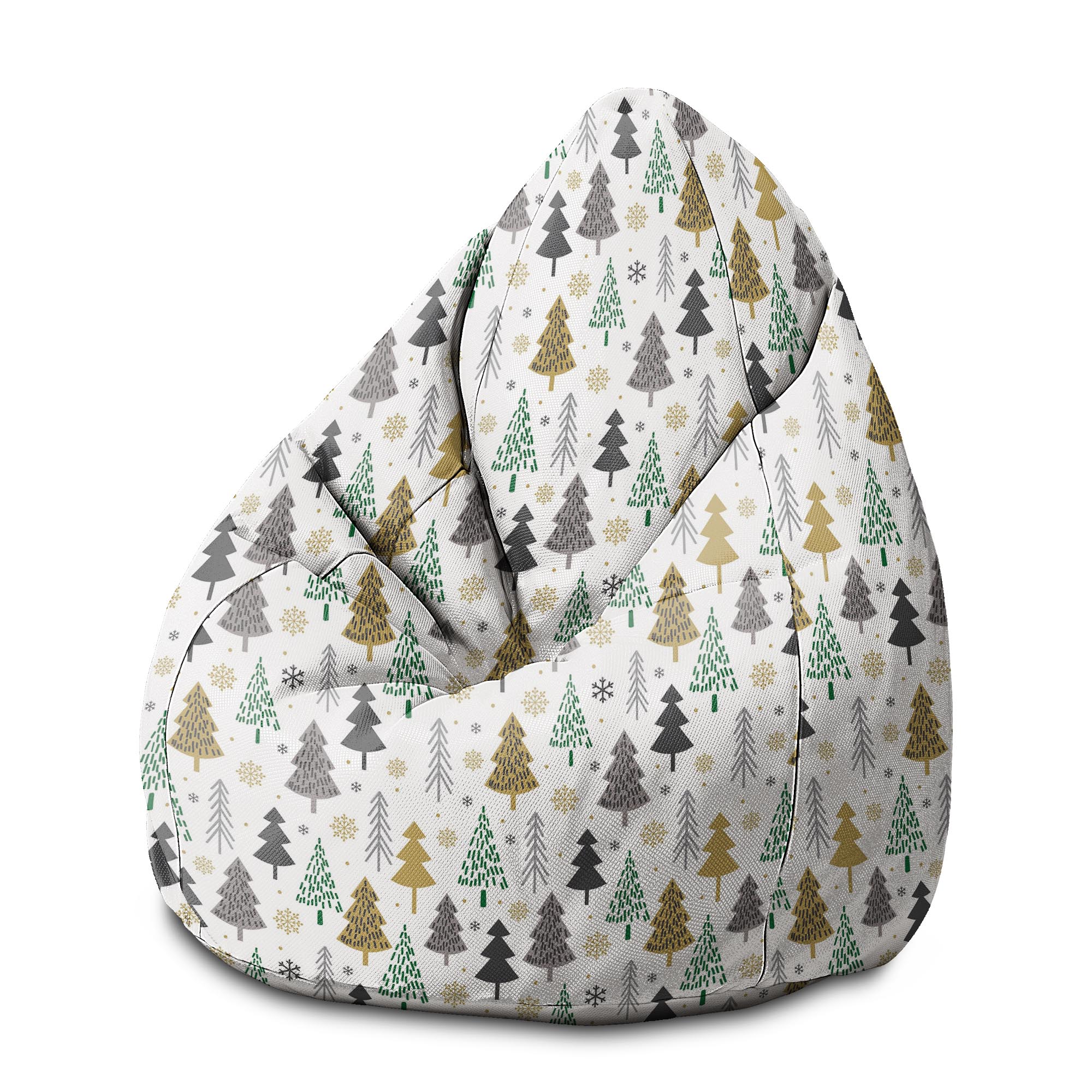 Pearshape Pouf Gold and Green Christmas Trees-M-Velvet