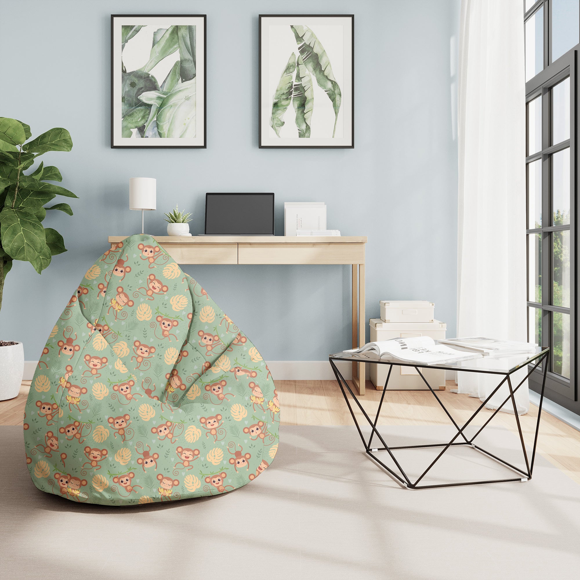 Puf Pearshape Monkey na Jungle-M-Velvetu