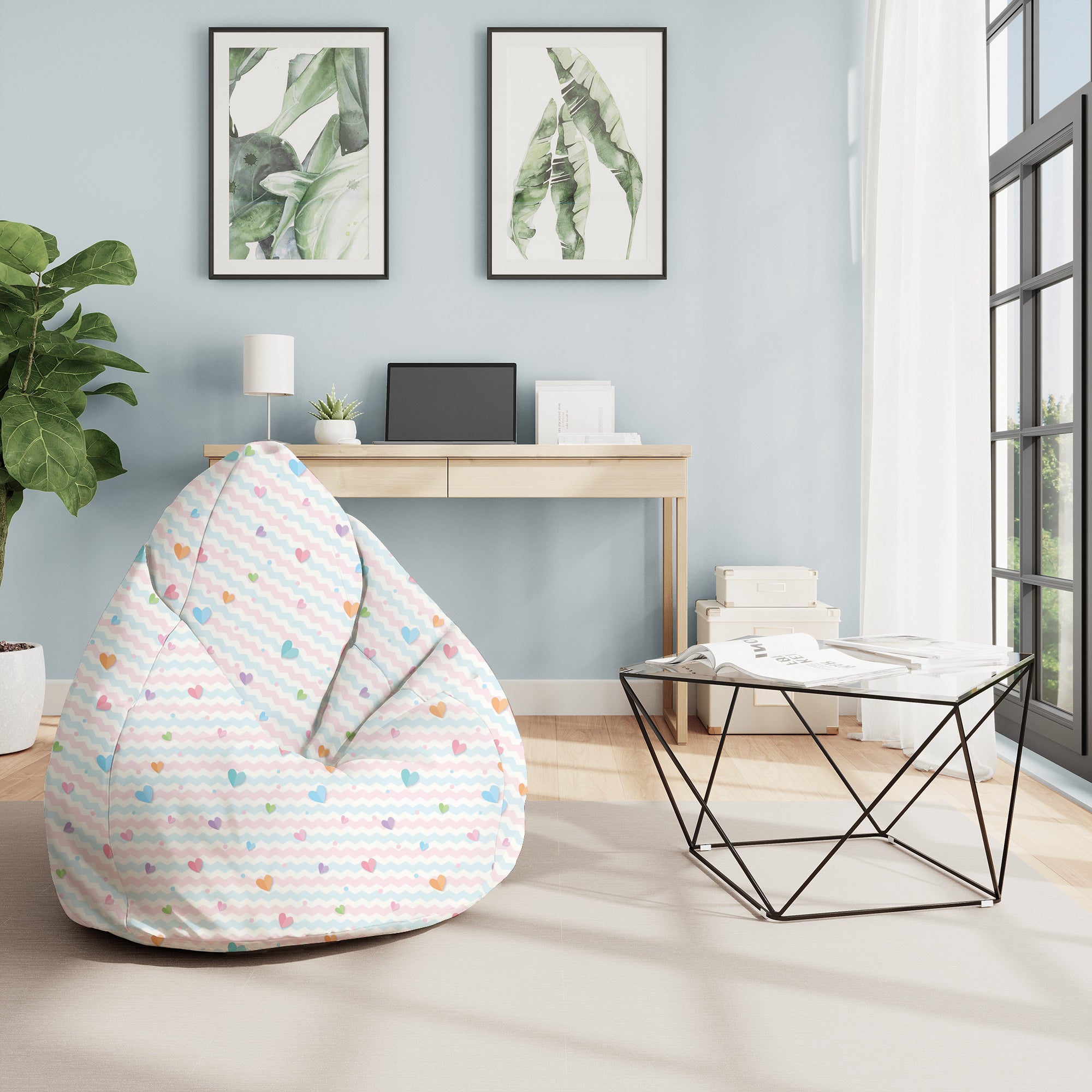 Puf Pearshape Pastel Hearts-M-Velvet