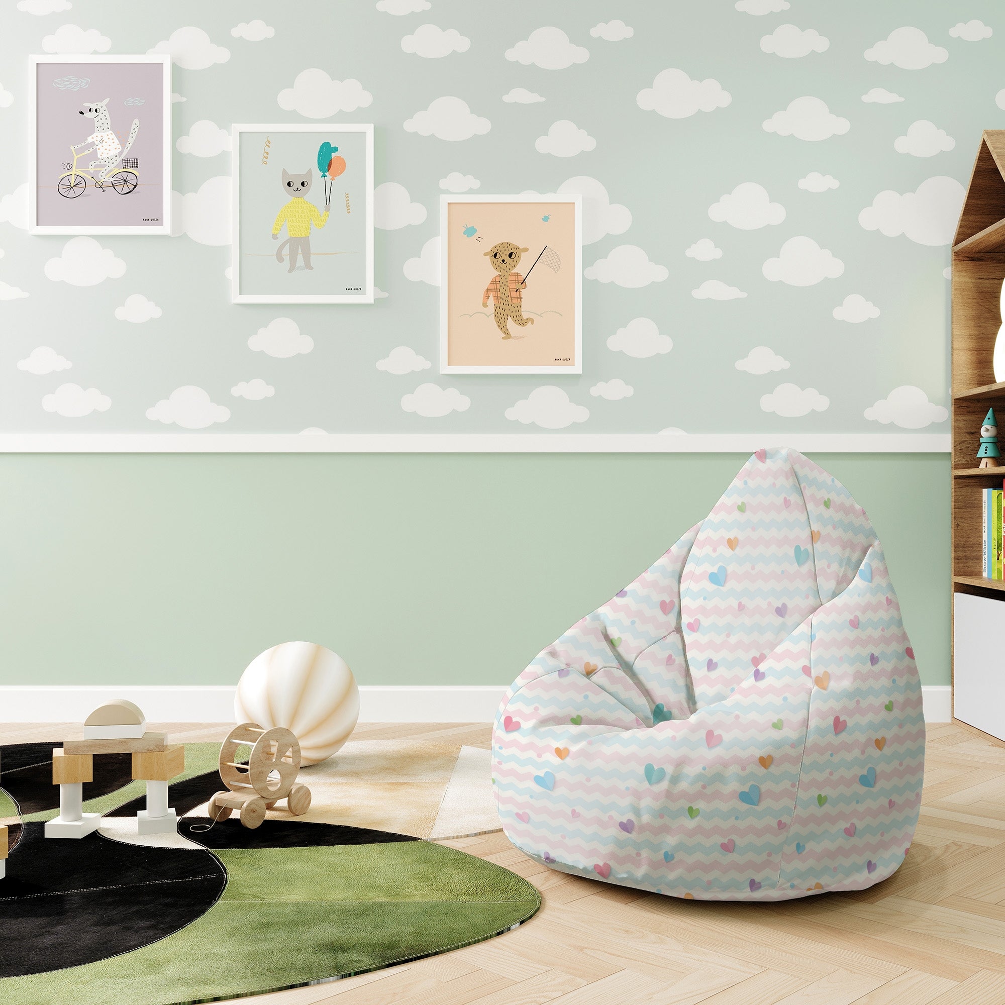 Puf Pearshape Pastel Hearts