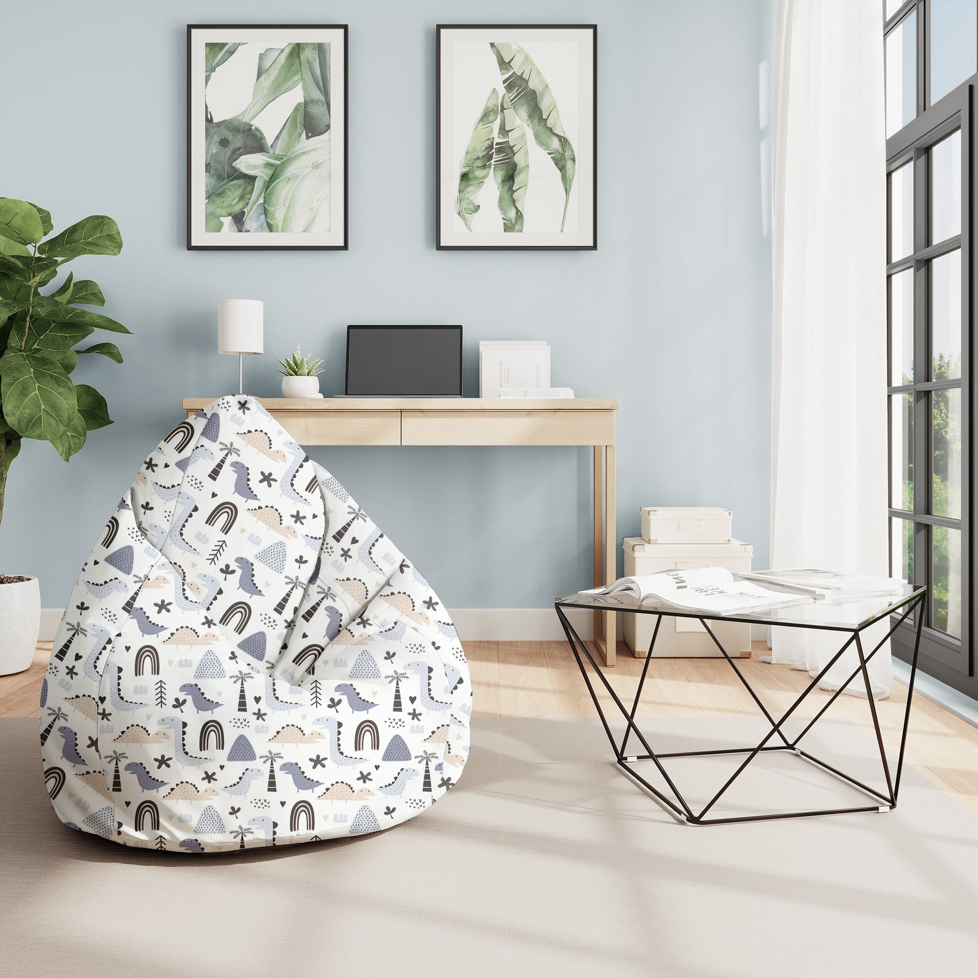 Sitzsack Birnenform Pastell Kinder Dinosaurier-M-Oxford