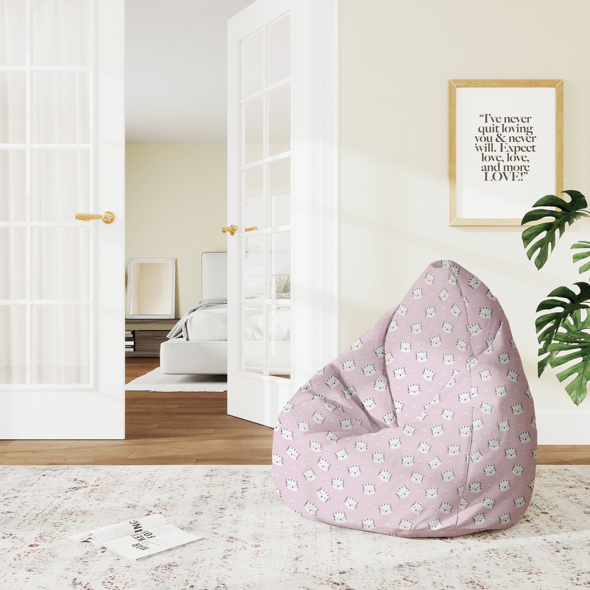 Pearshape Cute Tiger Paws-M Oxford Pouf