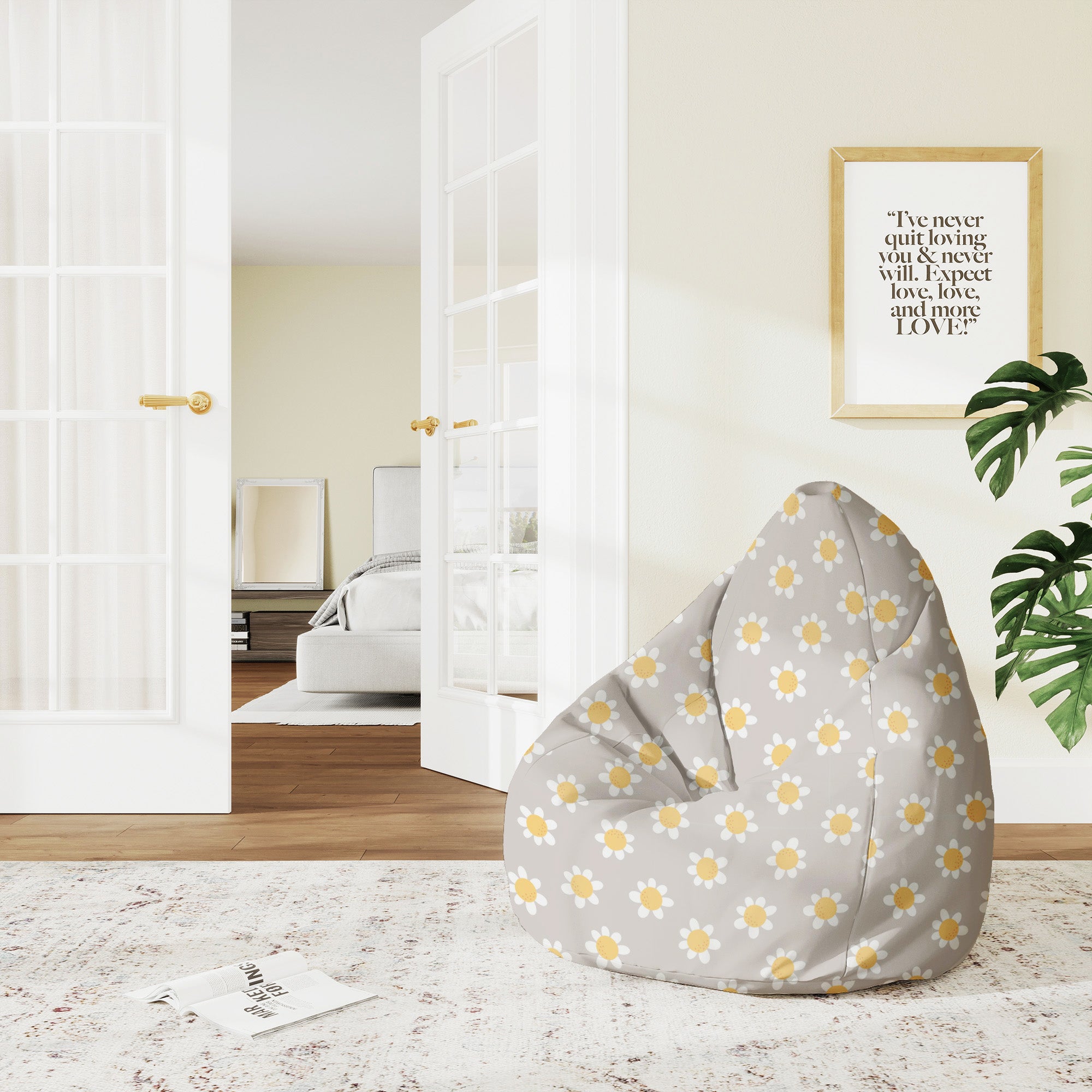 Pearshape Daisies-M Oxford Pouf