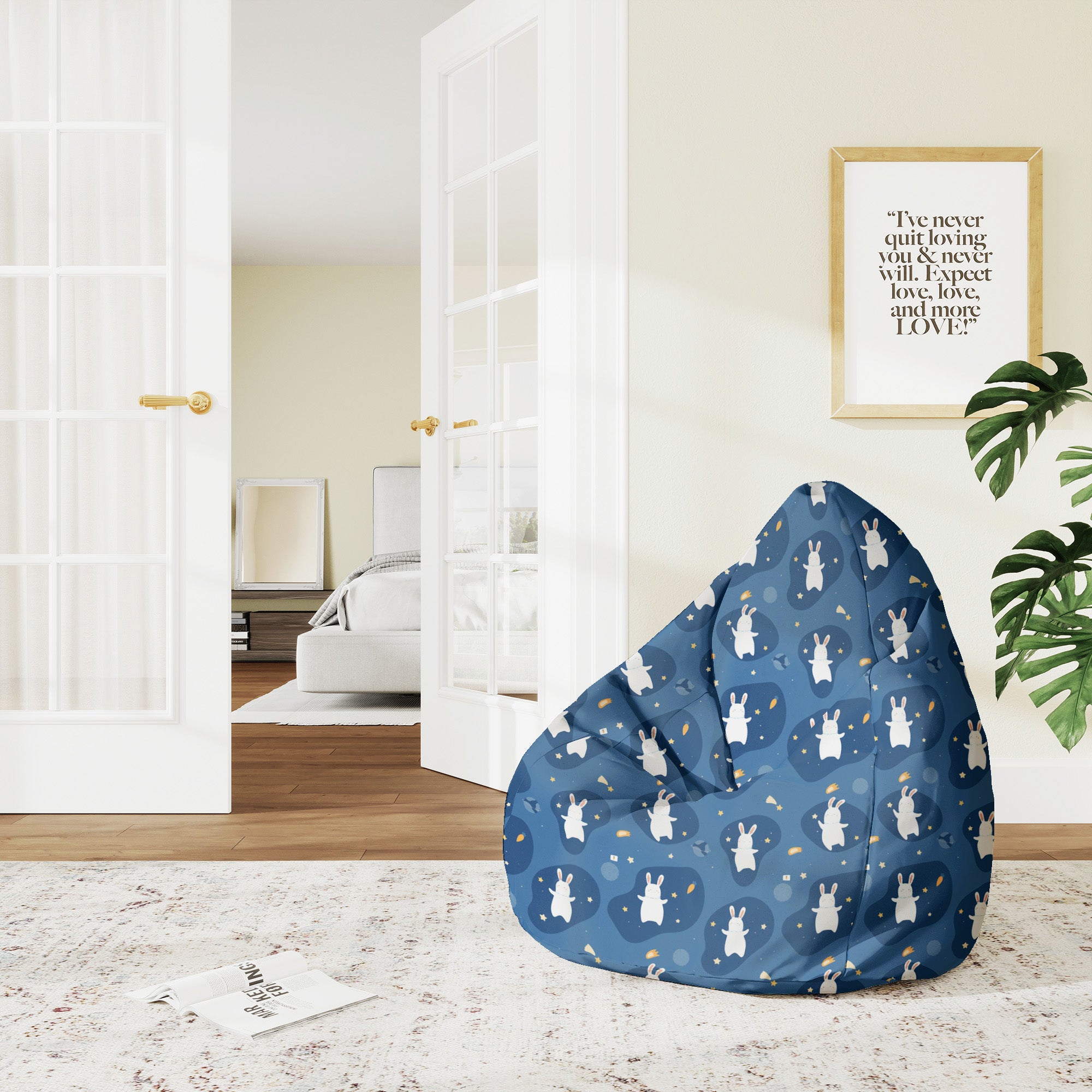 Sedací vak Pearshape Rabbit in the Space-M-Velvet