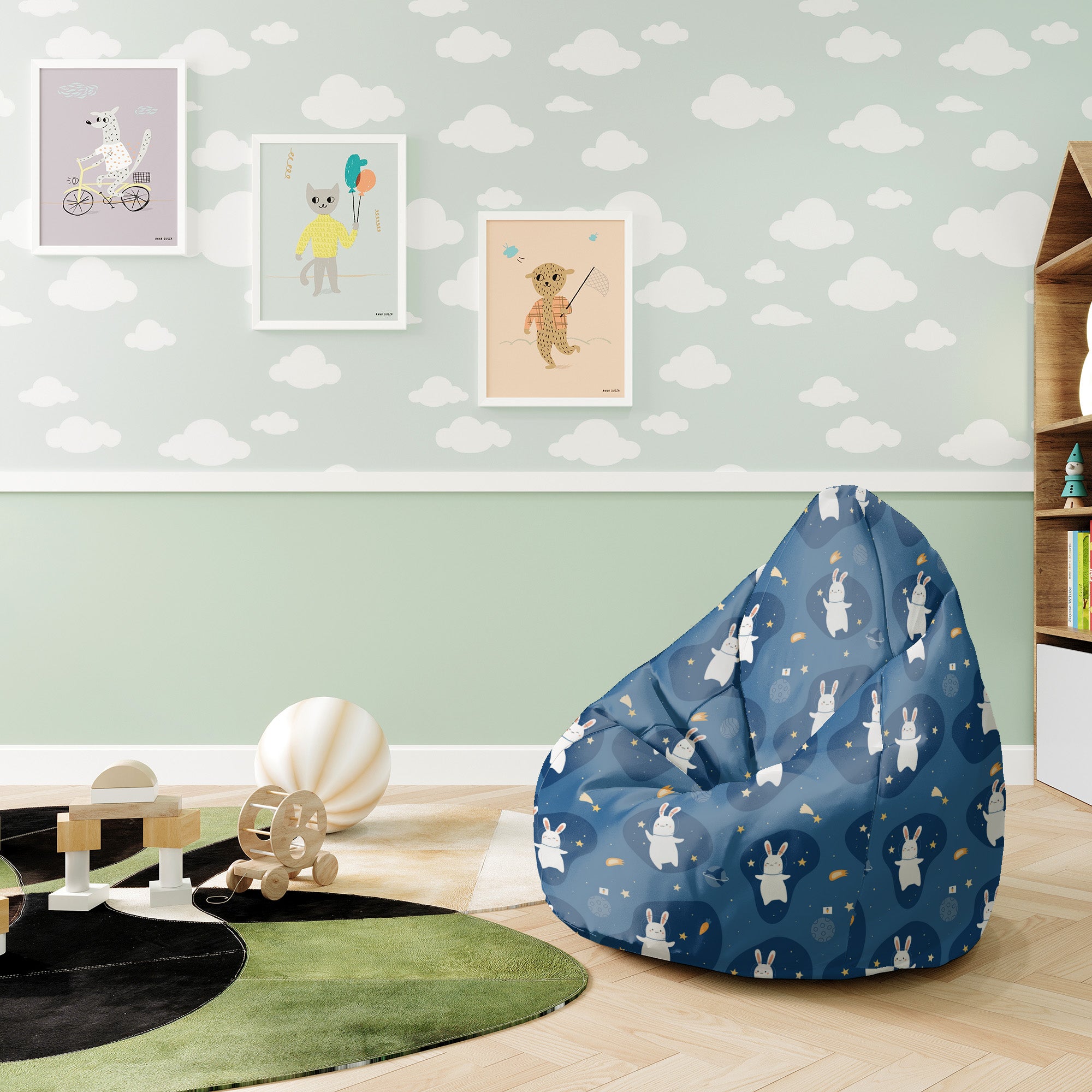 Sedací vak Pearshape Rabbit in the Space-S-Oxford