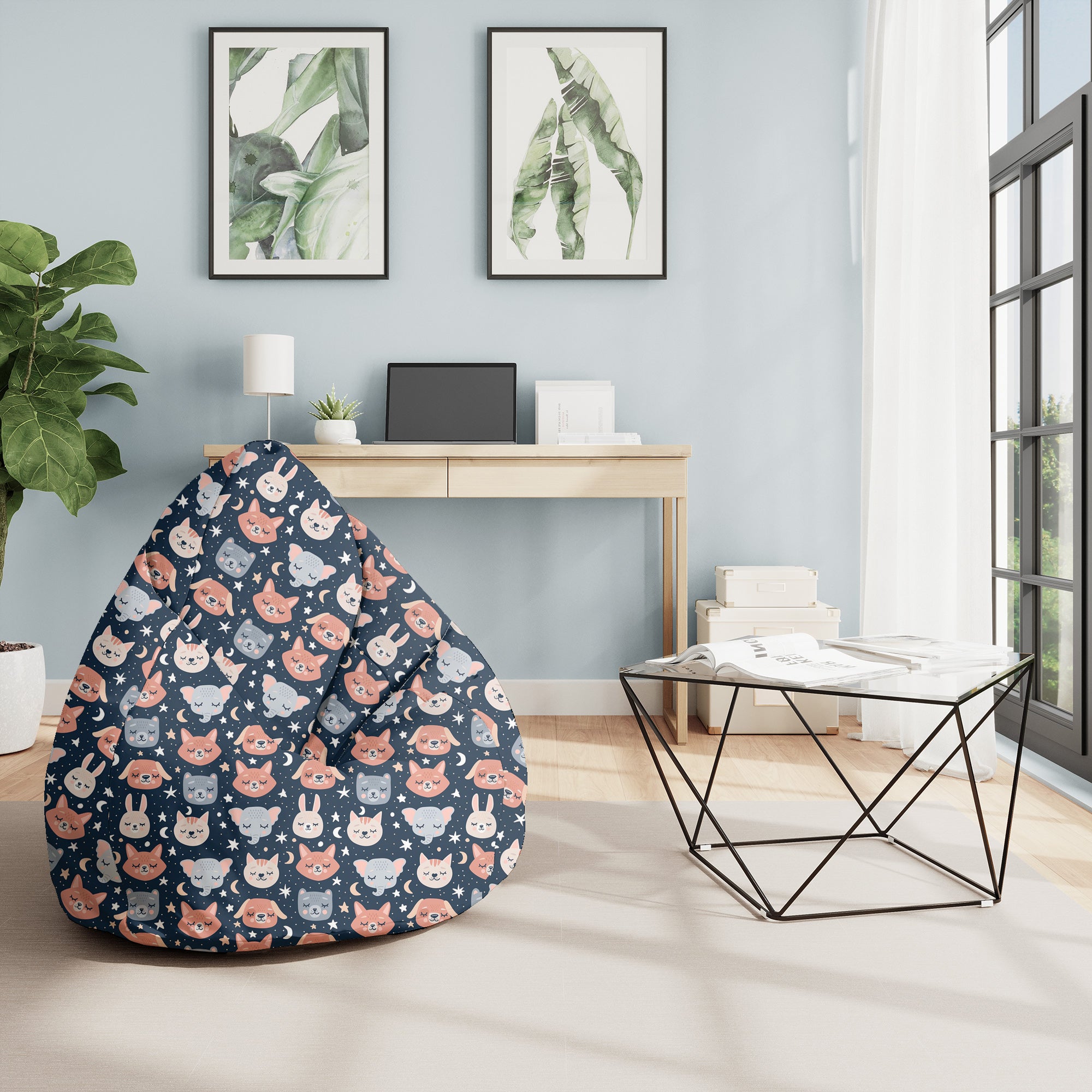 Pearshape Sleeping Animals Pouf-M-Velvet