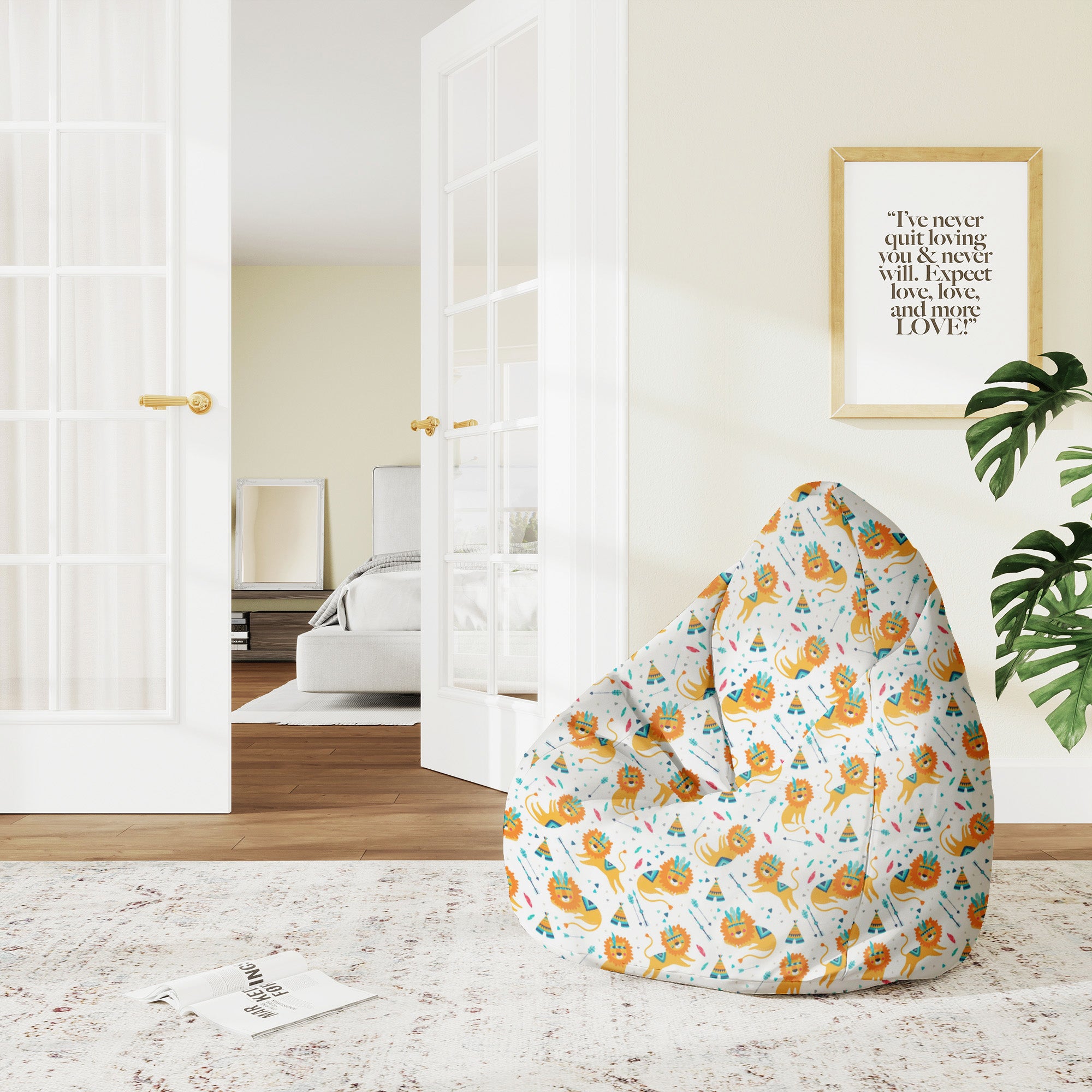 Pearshape Sleepy Lions Pouf-M-Velvet