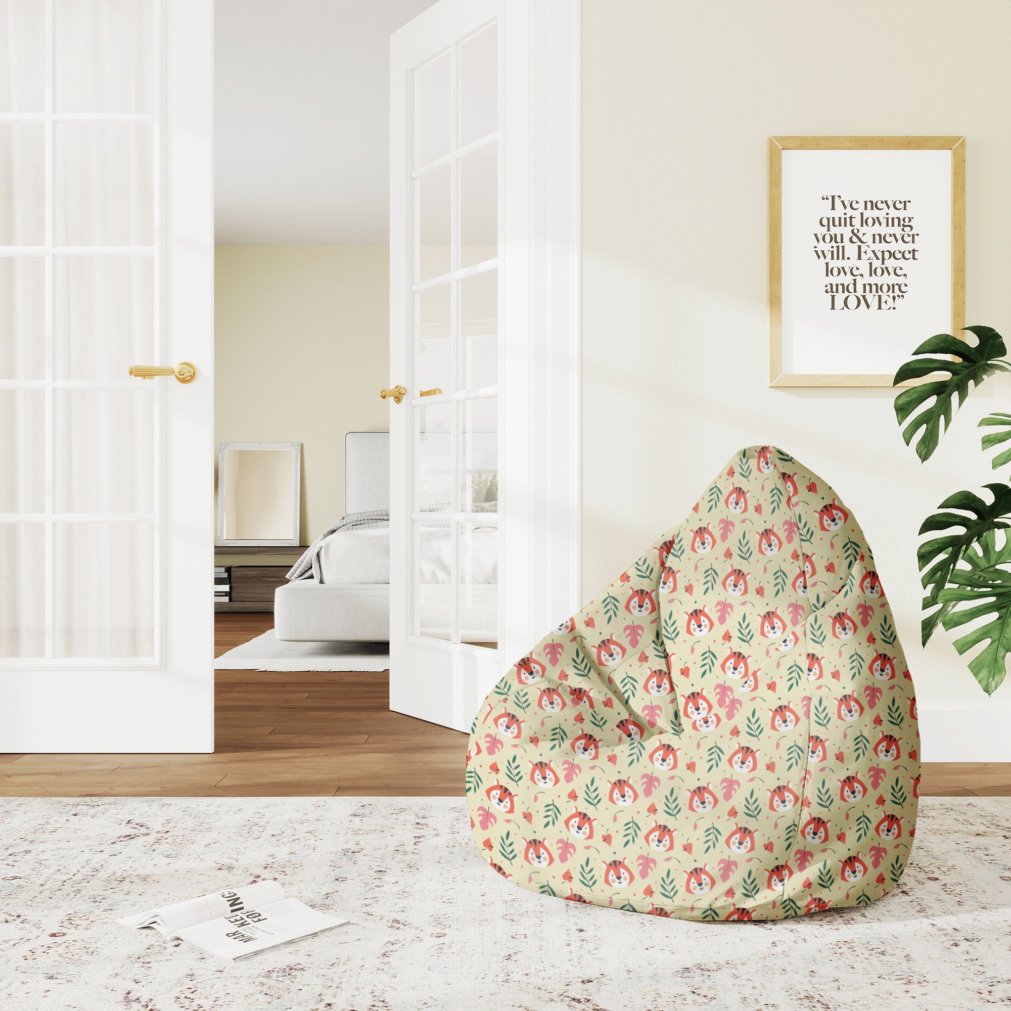 Puf Pearshape s tygřím vzorem M Oxford