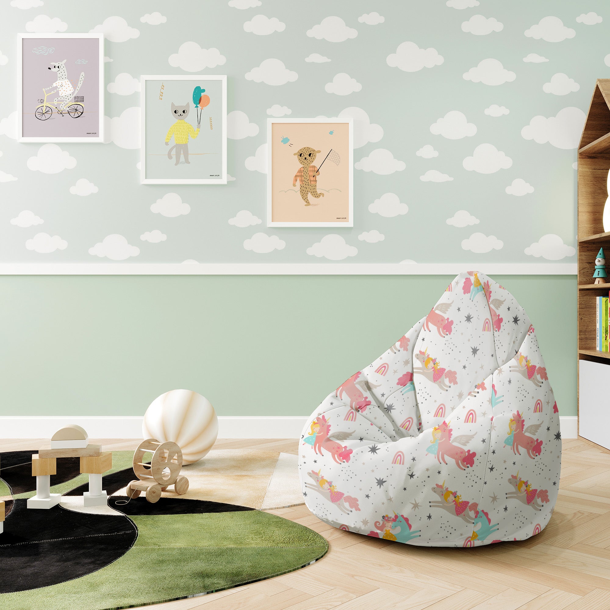 Sedací vak Pearshape Jednorožec Princezná-S-Velvet