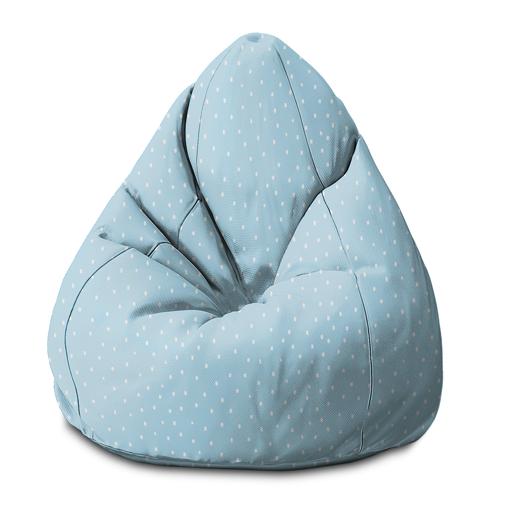 Pearshape Puff White Dot on Blue-S-Oxford