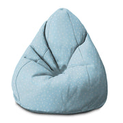 Puf Pearshape bílý puntík na modrém sametu S