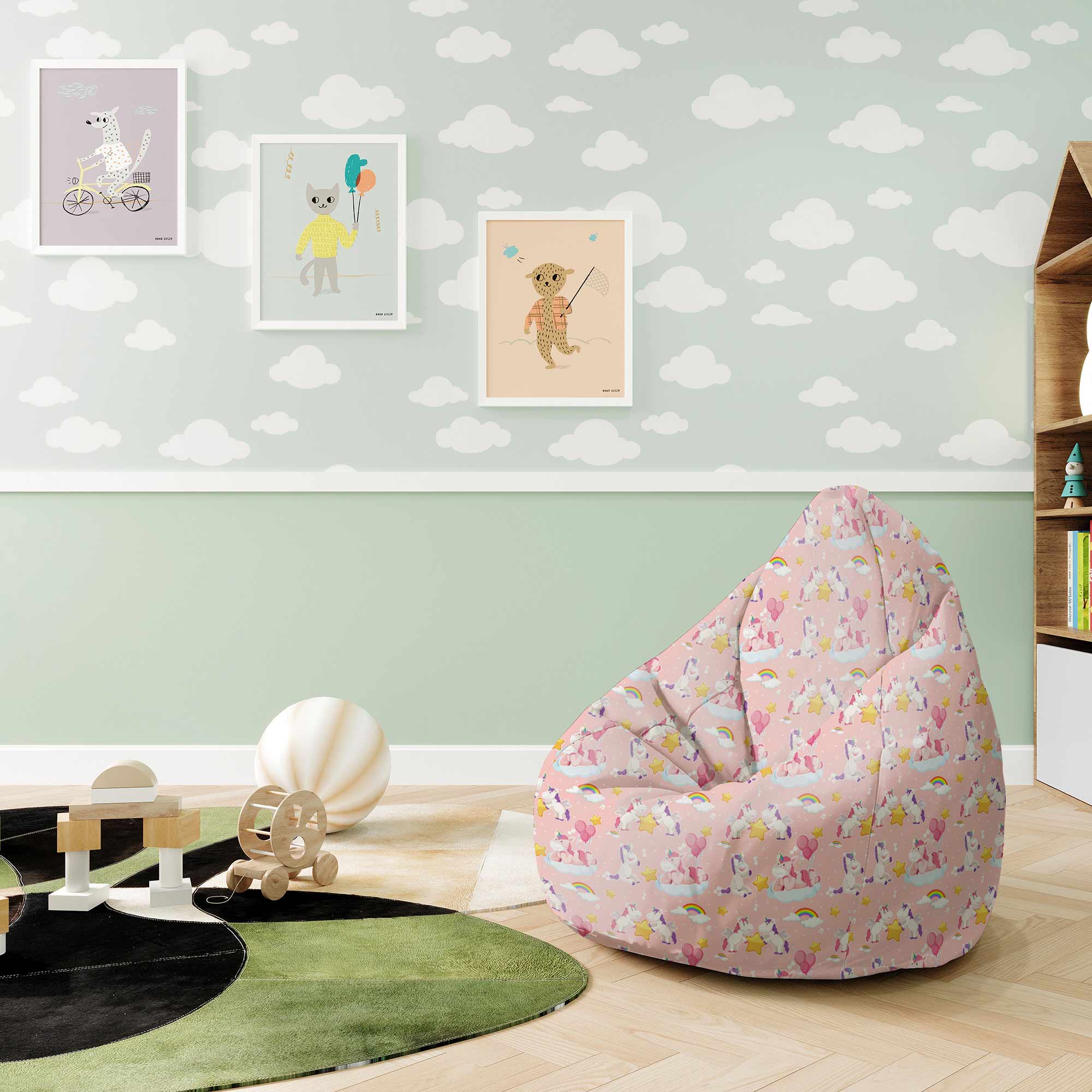 Sedací vak Pearshape Jednorožec Bav sa-S-Velvet