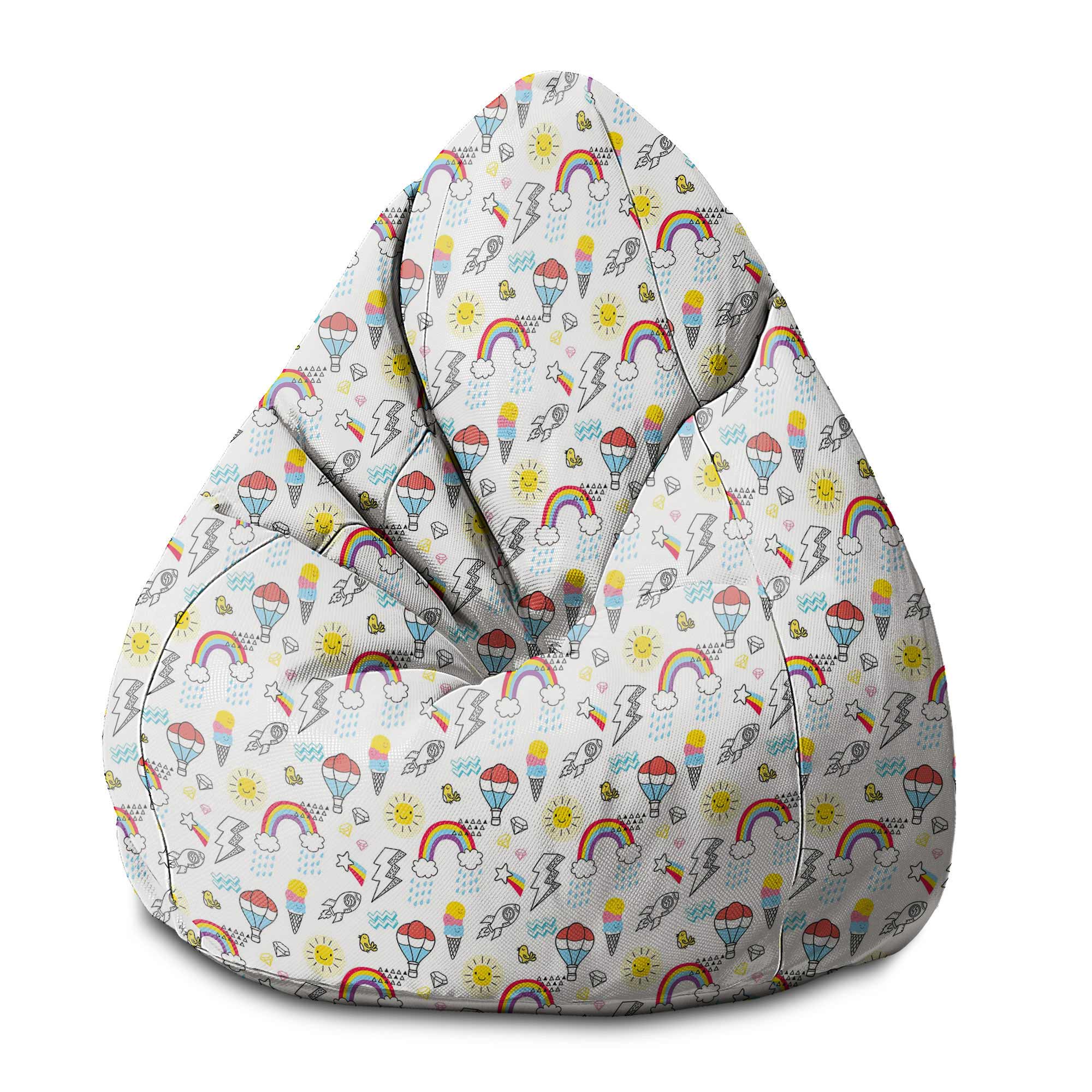 Puf Pearshape Ballons and Rainbows-S-Velvet