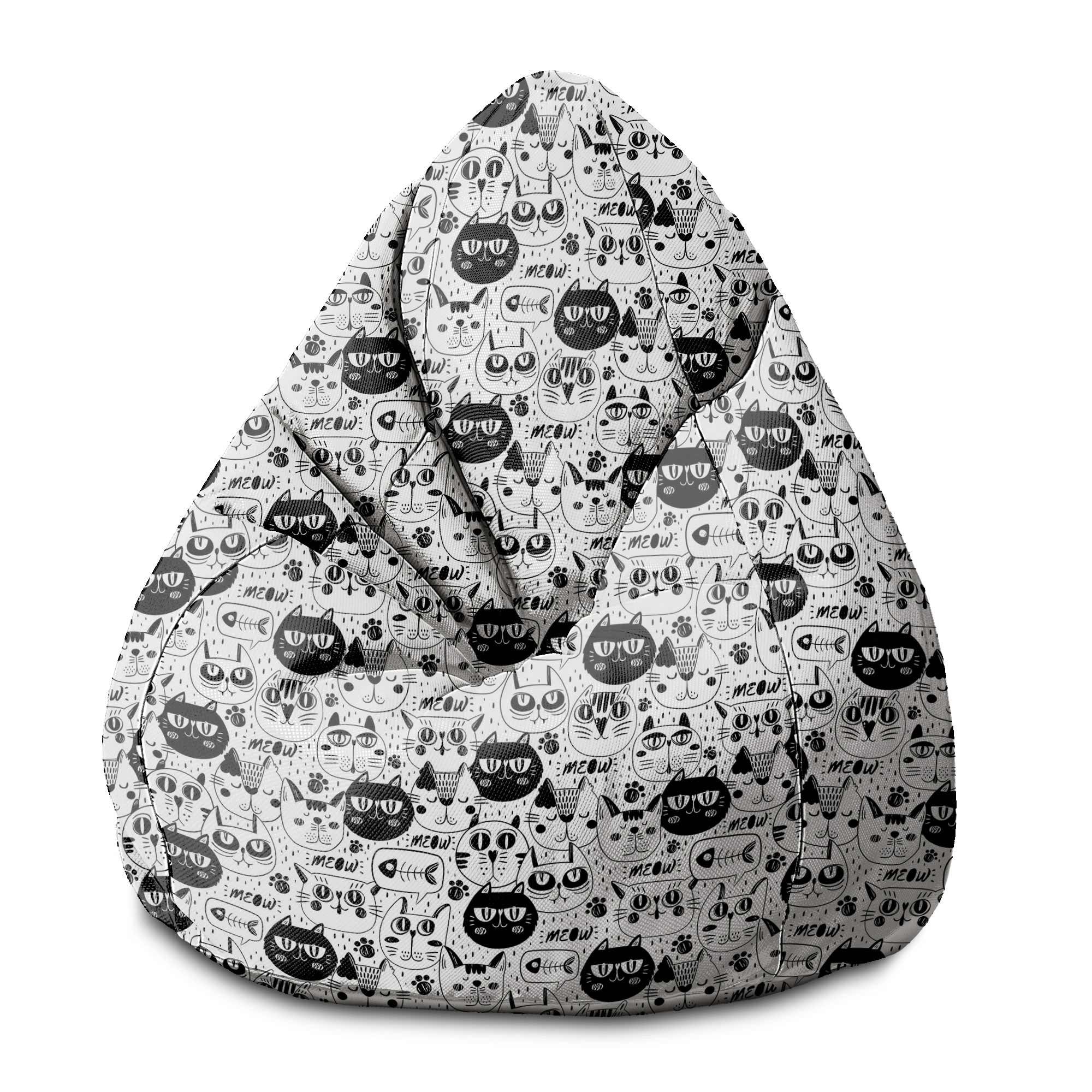 Puf Pearshape Black and White Cats-S-Oxford