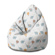 Pearshape Blue Elephant-M Velvet Pouf