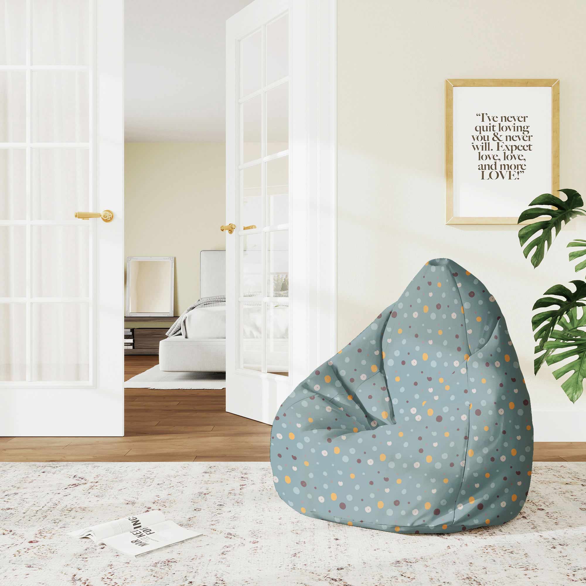 Pear-shaped Pouf Colorful Dots-M-Oxford