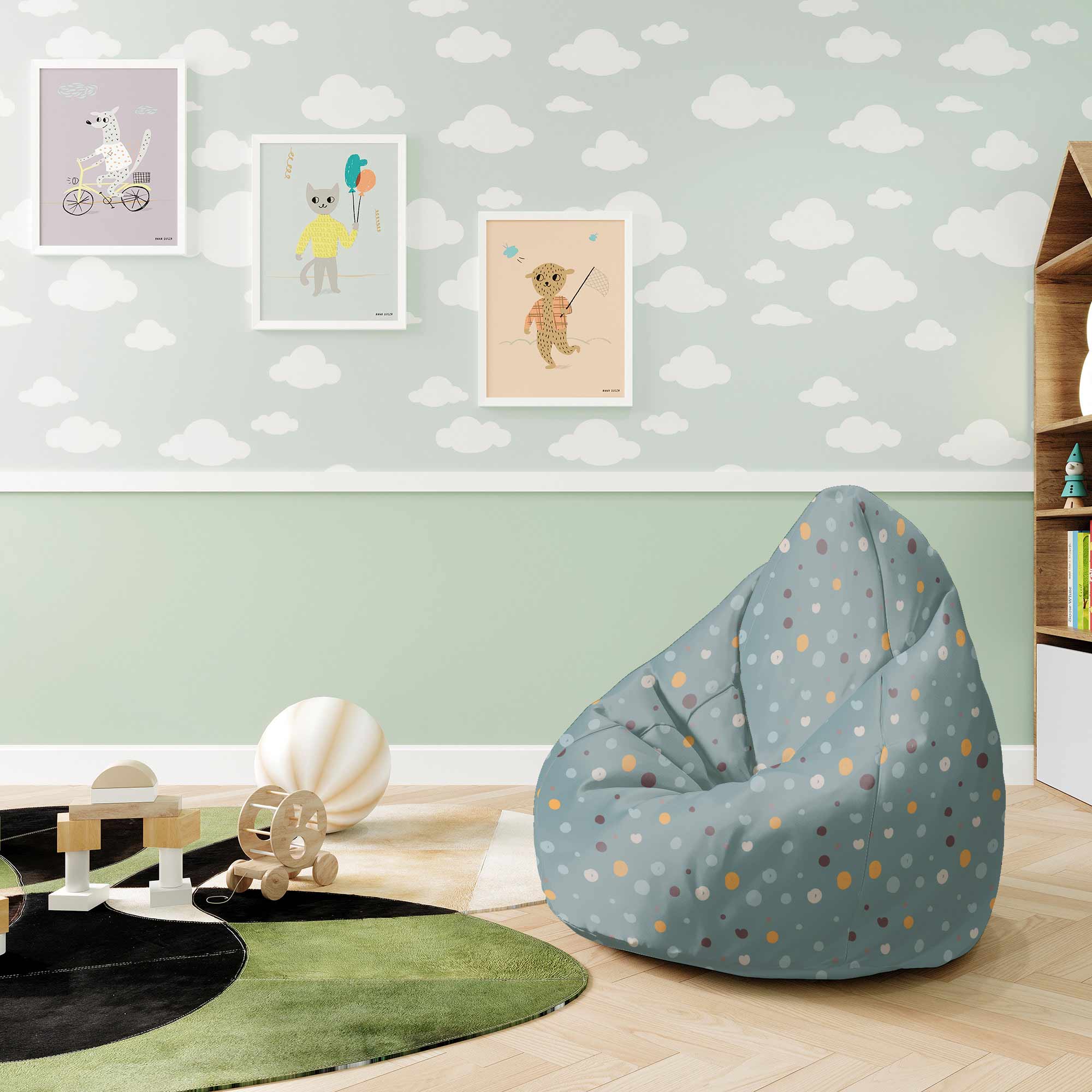Puf Pearshape Colorful Dots-S-Oxford