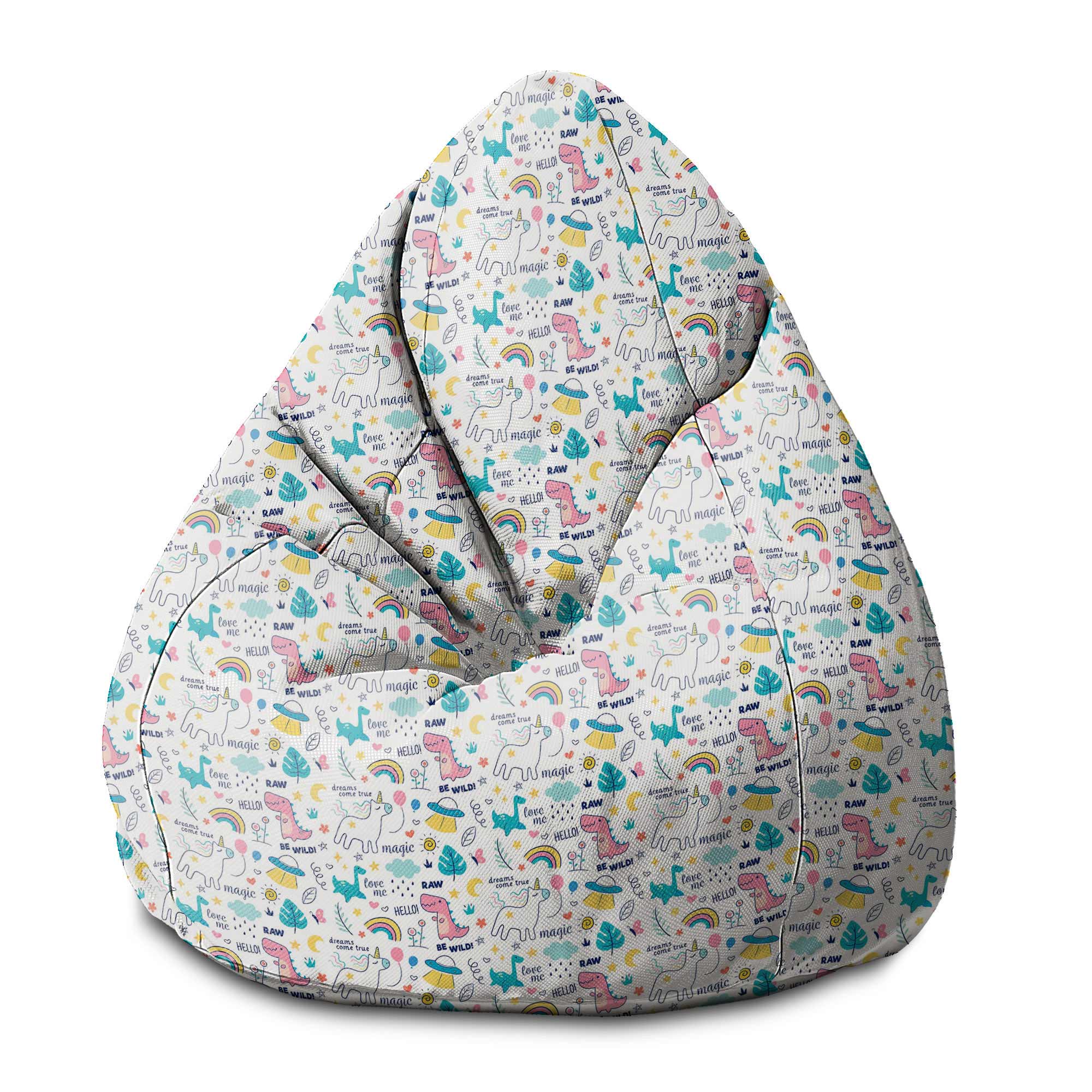 Puf Pearshape Dinosauři a Jednorožci-S-Velvet
