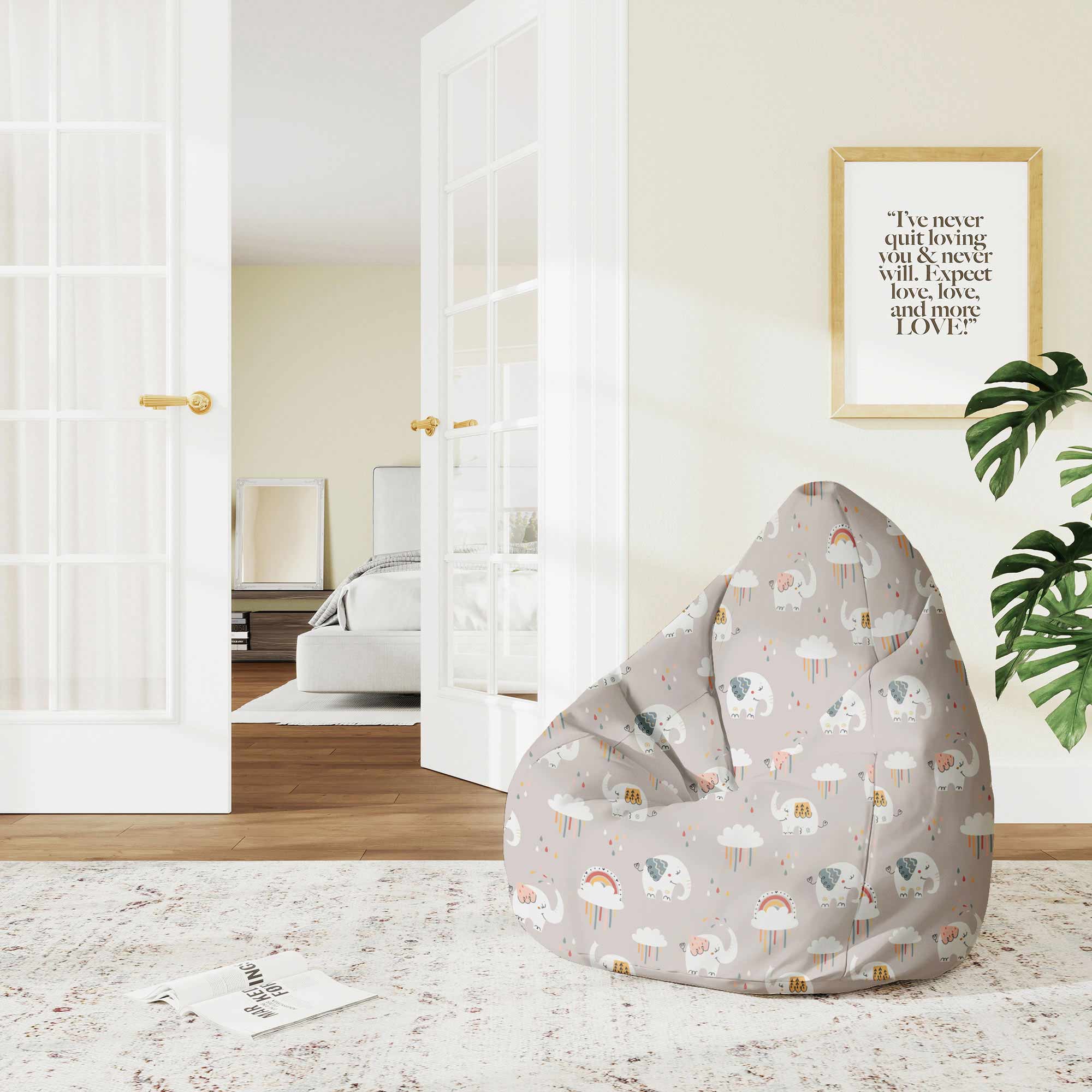 Puf Pearshape Slon a Duha Mraky-M-Oxford