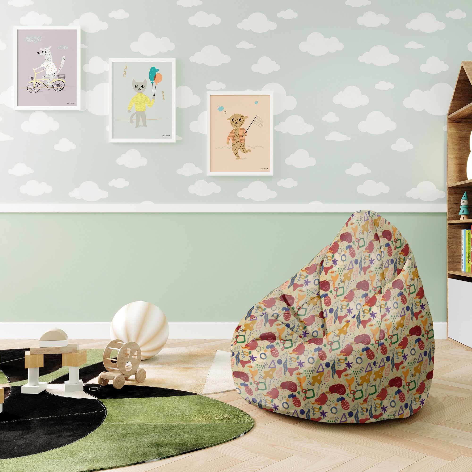 Puf Pearshape Abstract Fruits-S-Velvet