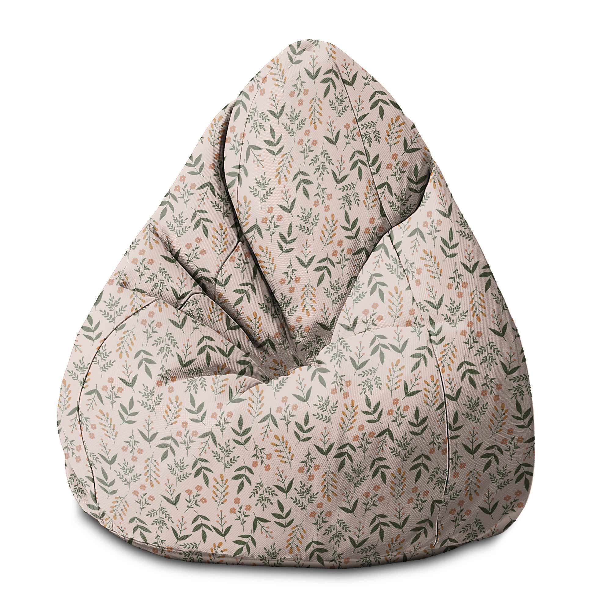 Puf Pearshape botanický béžový vzor