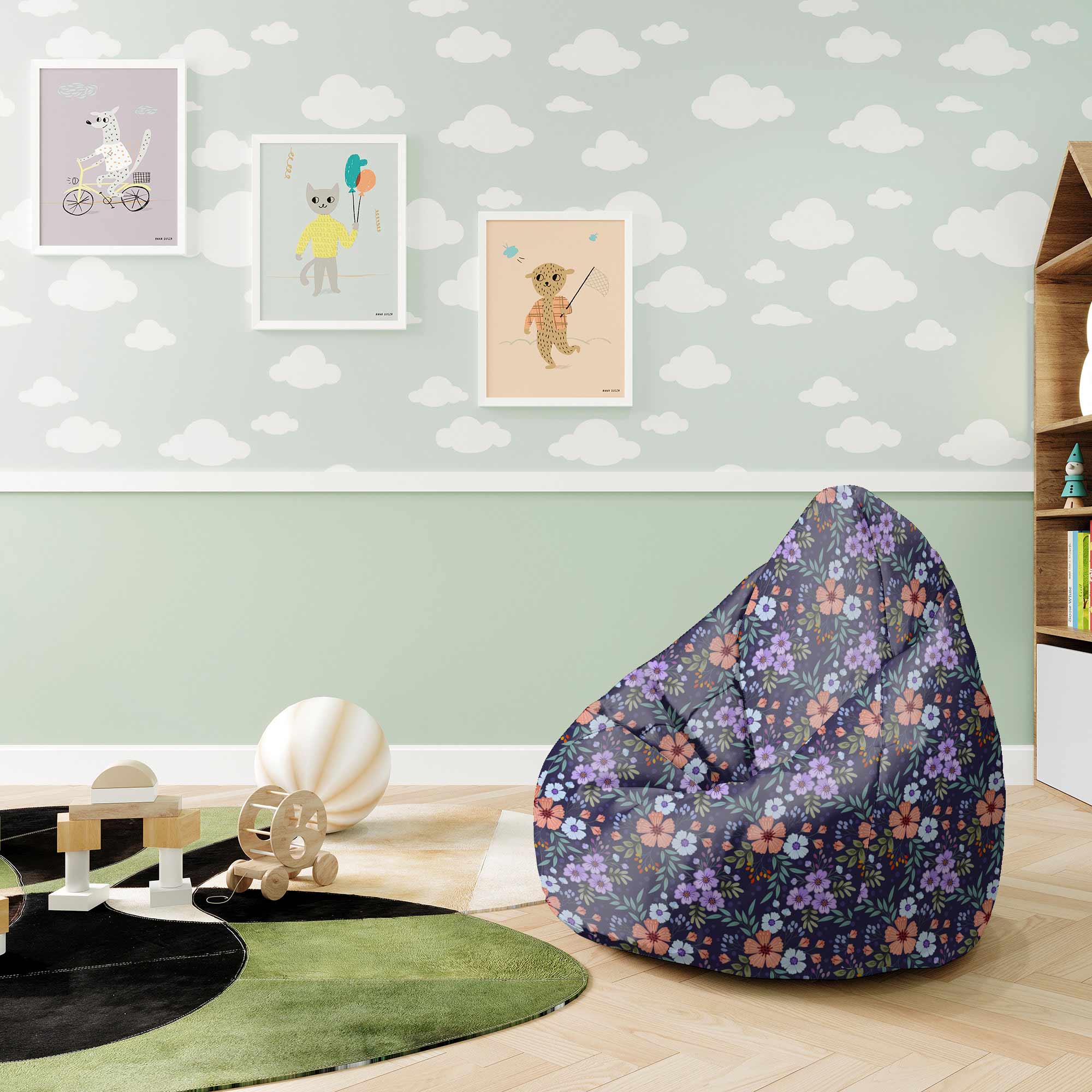 Puf Pearshape Botanical Pattern