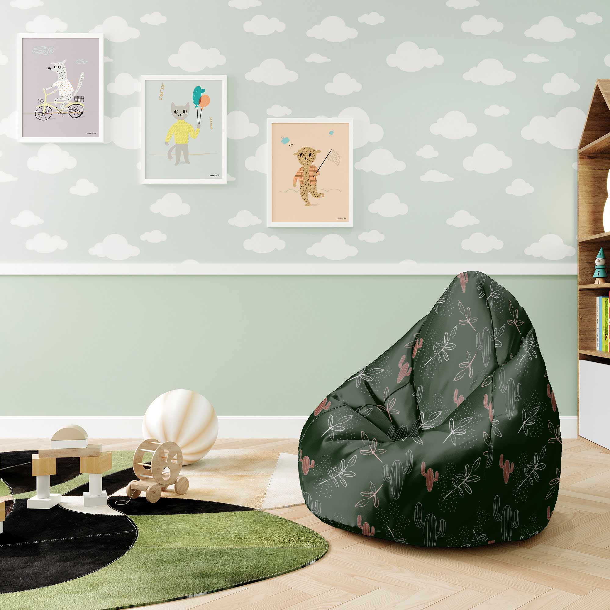 Puf Pearshape Kaktusové Kresby