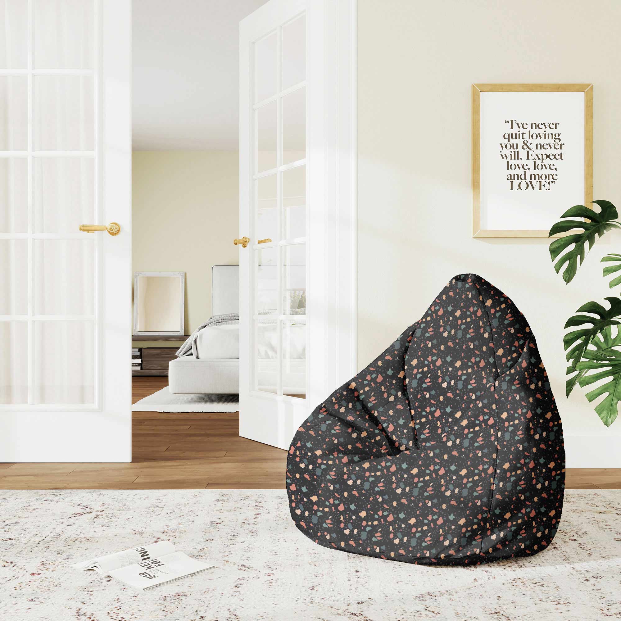 Puf Pearshape Dark Terrazzo-M-Velvet