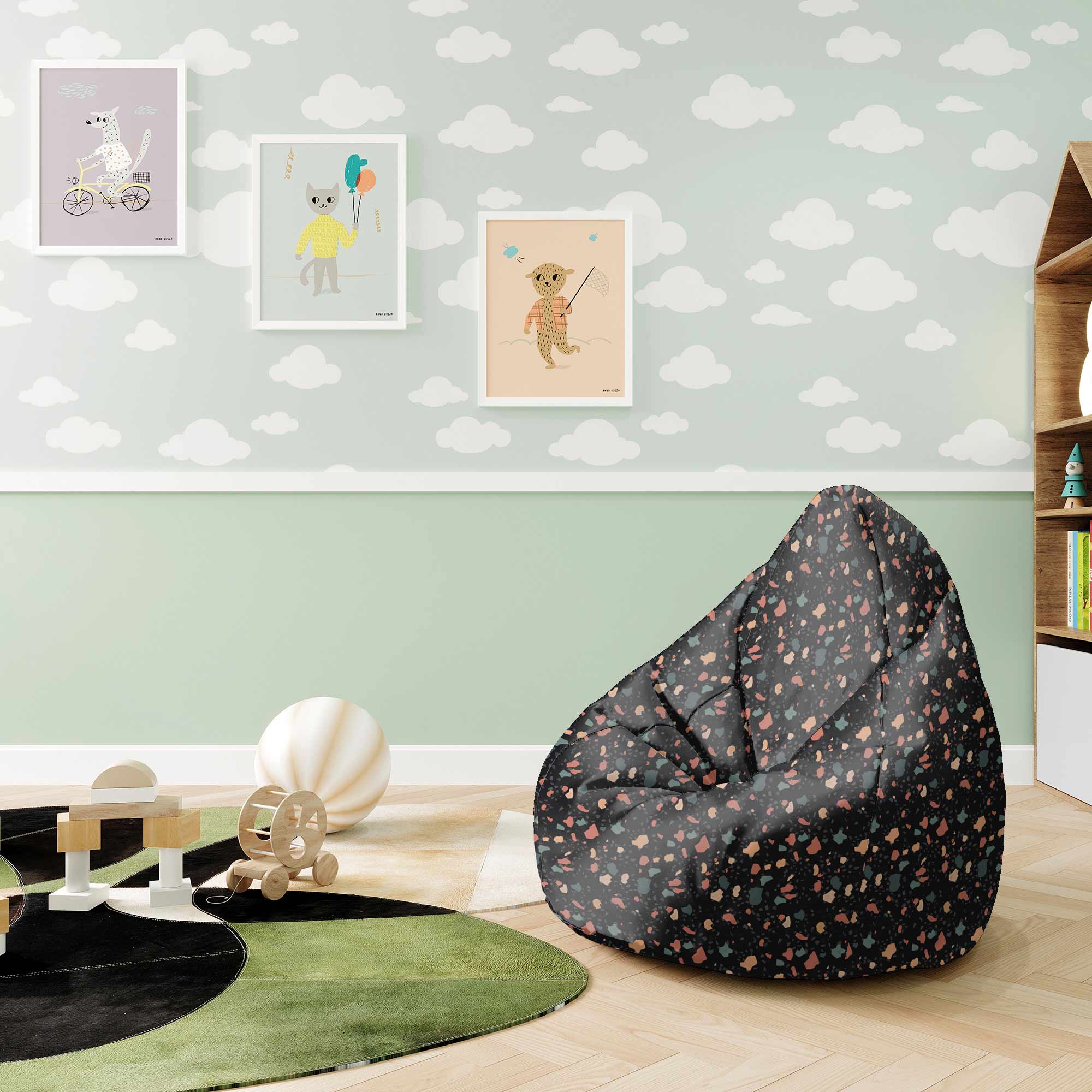 Pearshape Pouf Dark Terrazzo-S-Oxford