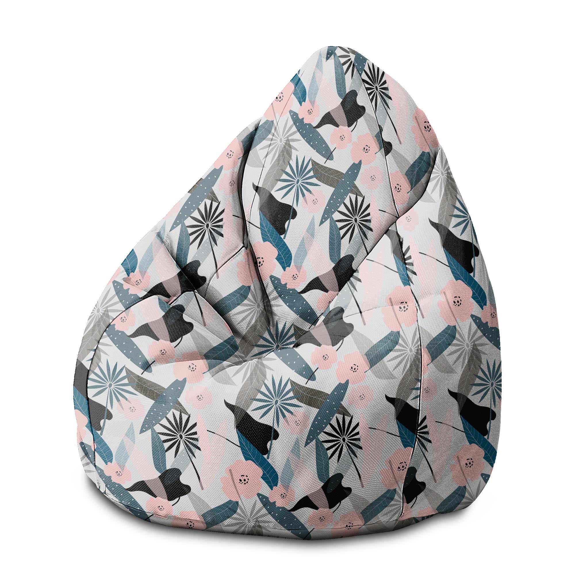 Pearshape Pouf Early Morning Flowers-M-Velvet
