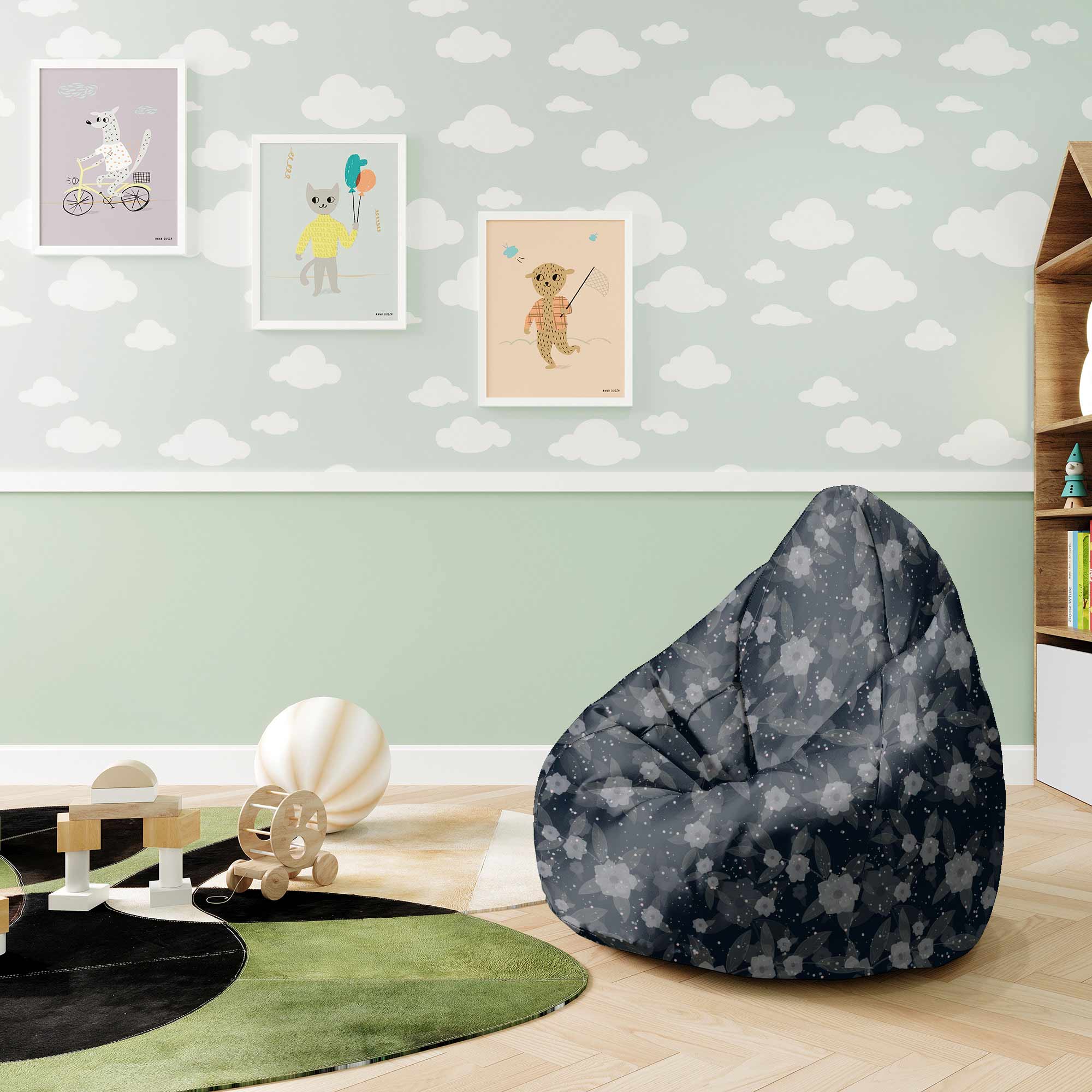 Puf Pearshape Fantasy kvety-S-Zamat