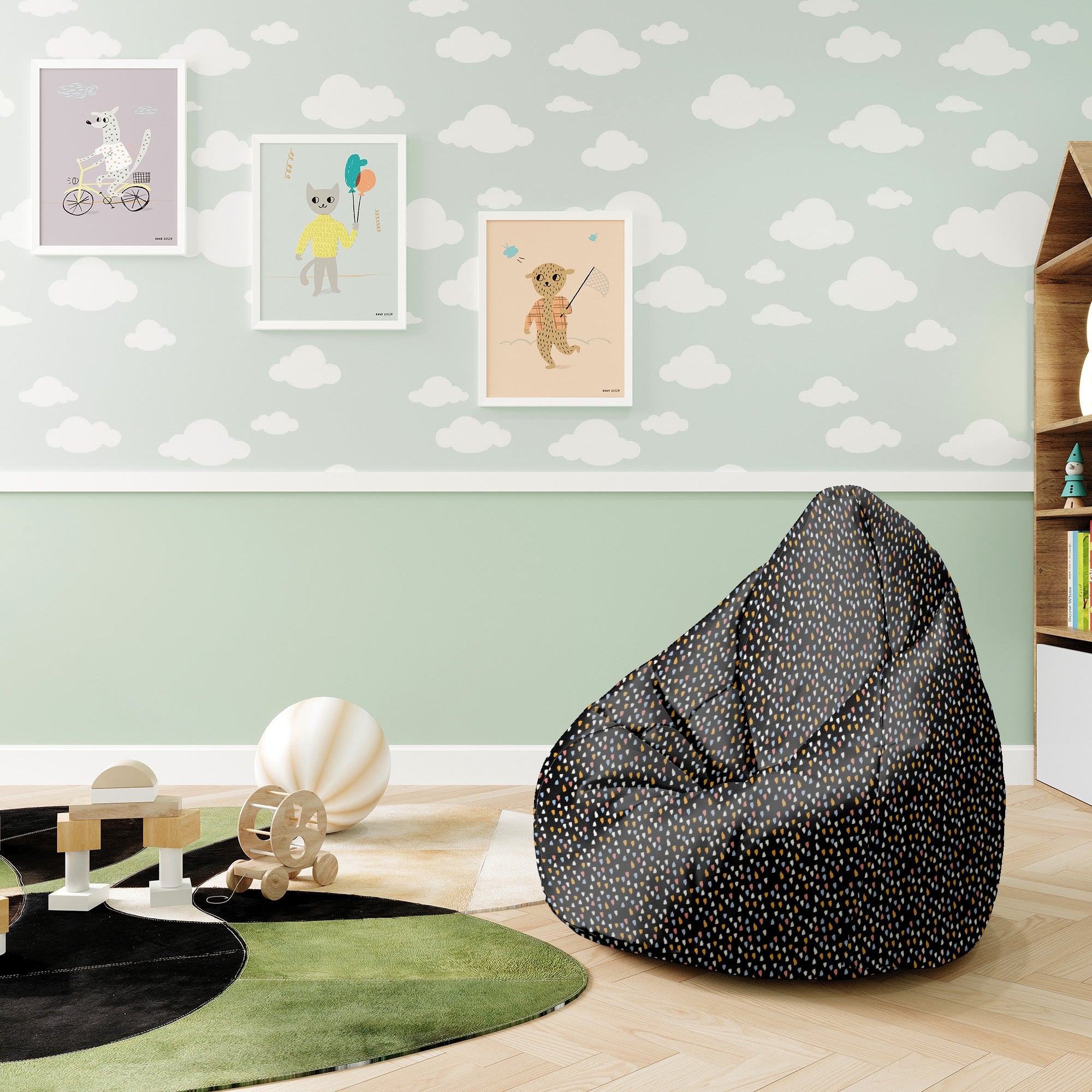 Pearshape Pouf Abstract Design-S-Velvet