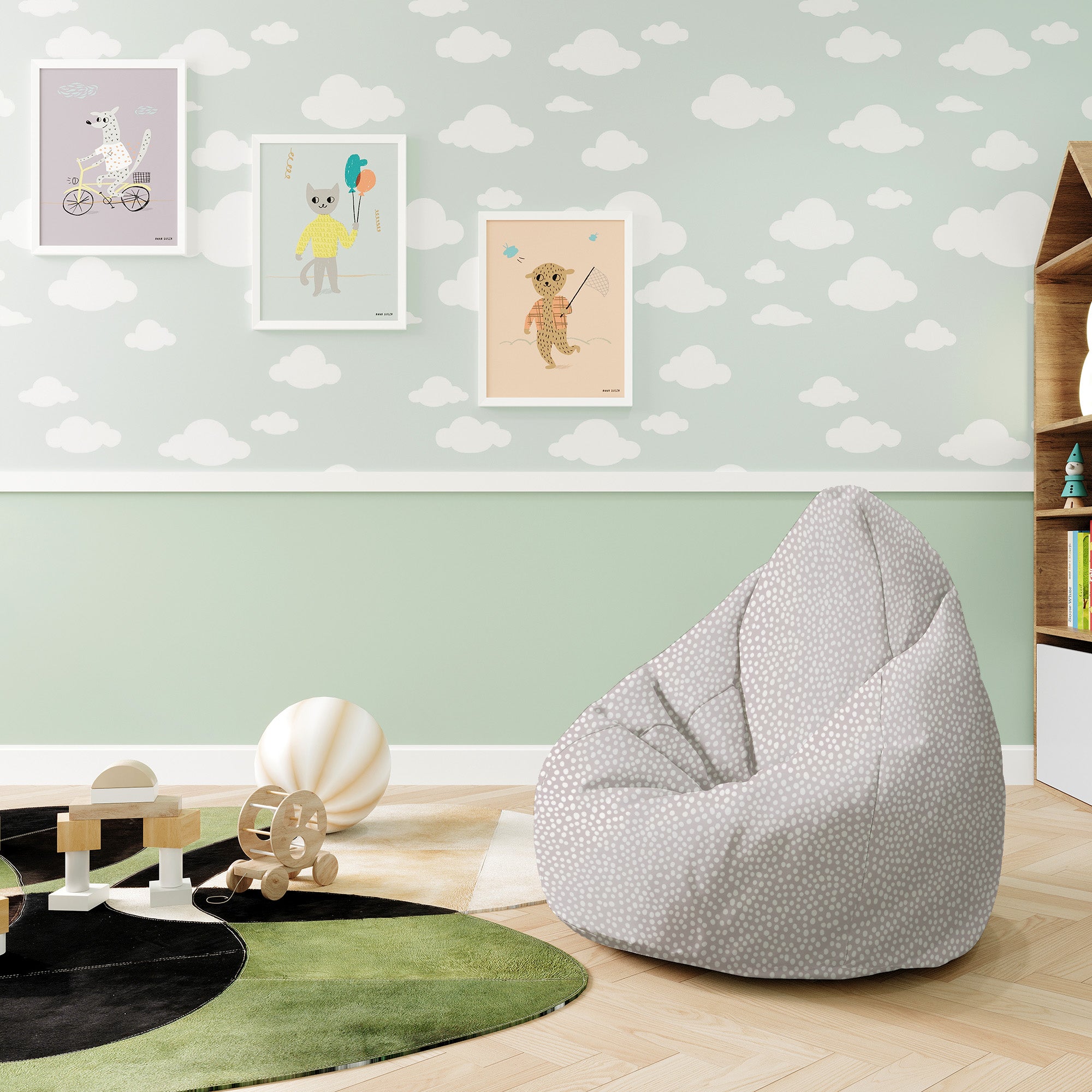 Puf Pearshape Abstraktné zemské bodky-S-Zamat