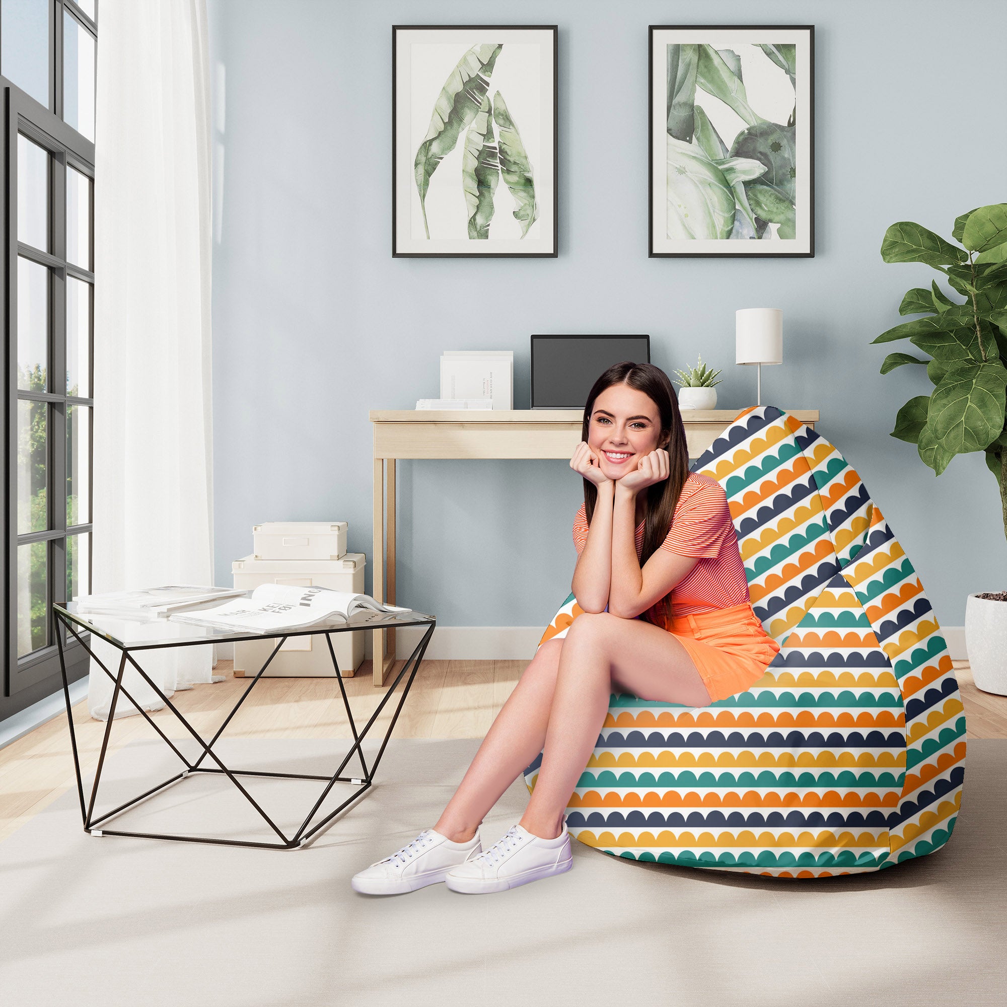 Puf Pearshape Abstract Half Dots-S-Oxford