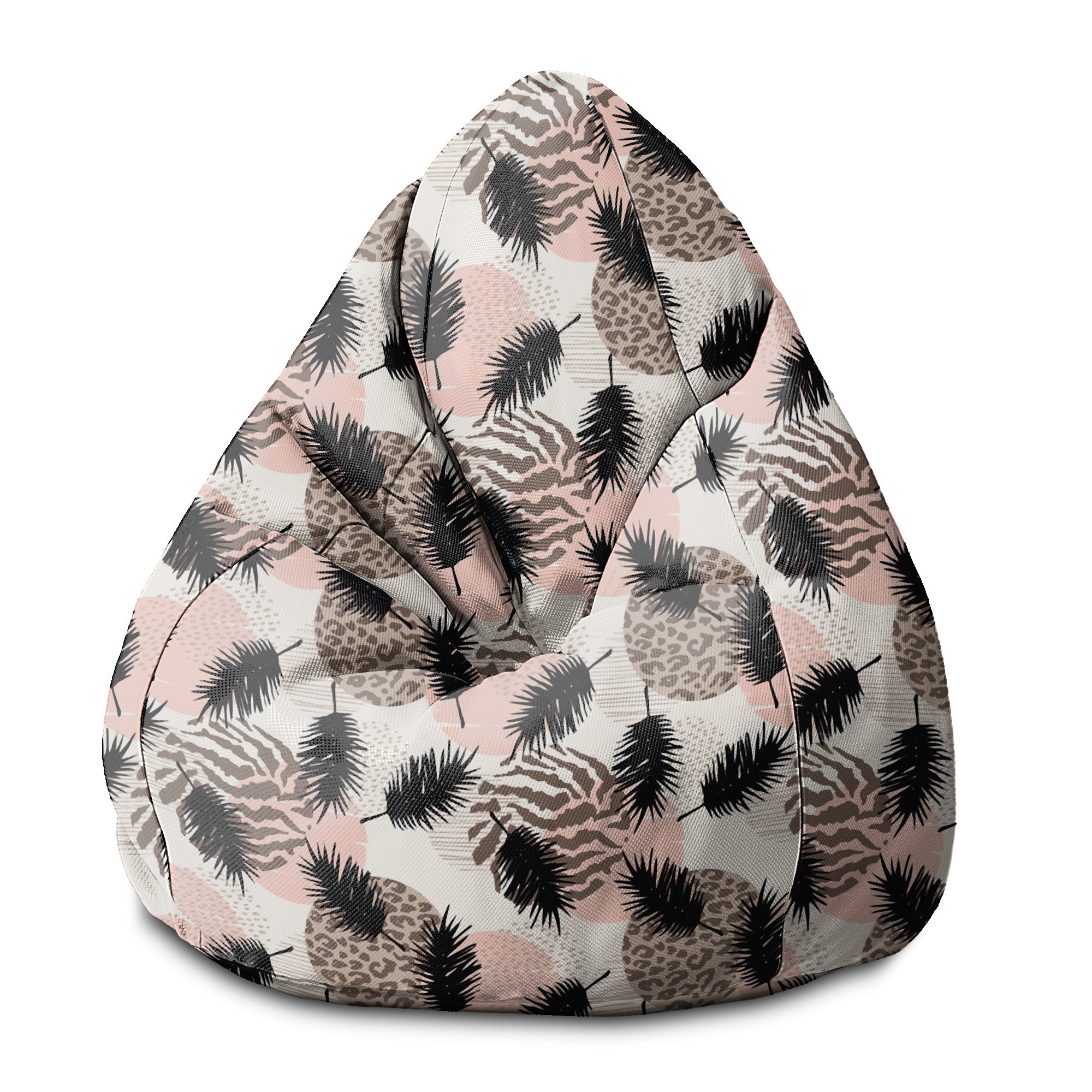 Puf Pearshape zvířecí a tropický geometrický vzor
