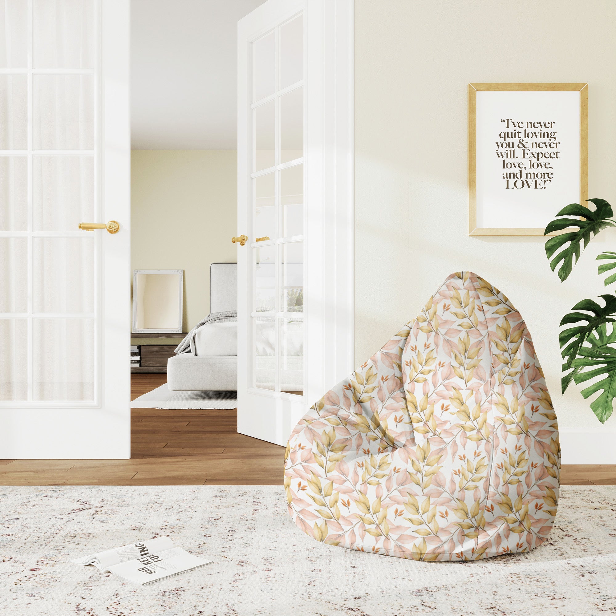 Pearshape Pouf Autumn Gold Leaves-M-Oxford