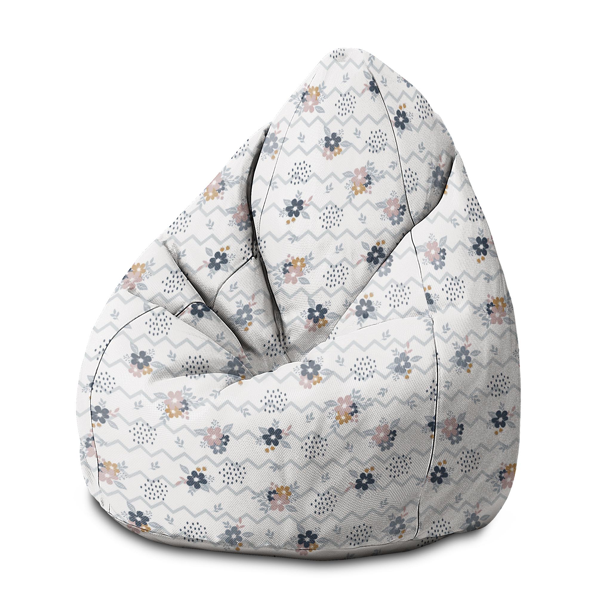 Pearshape Chevron and Flowers Pouf-M-Velvet