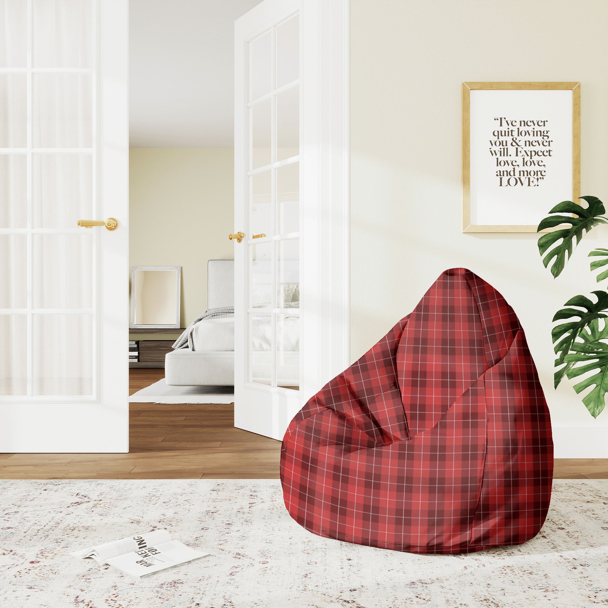 Puf Pearshape Vánoční červená kostka M-Oxford