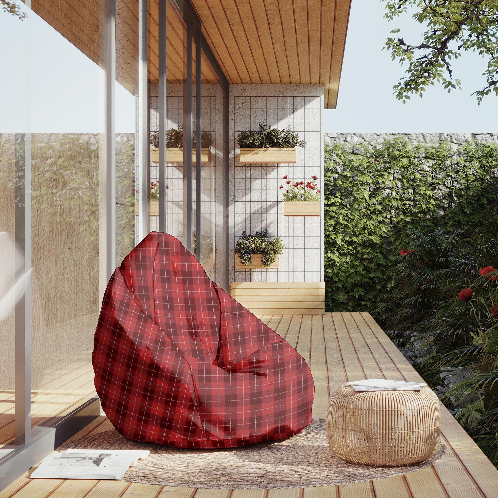 Puf Pearshape Vánoční červená kostka M-Oxford