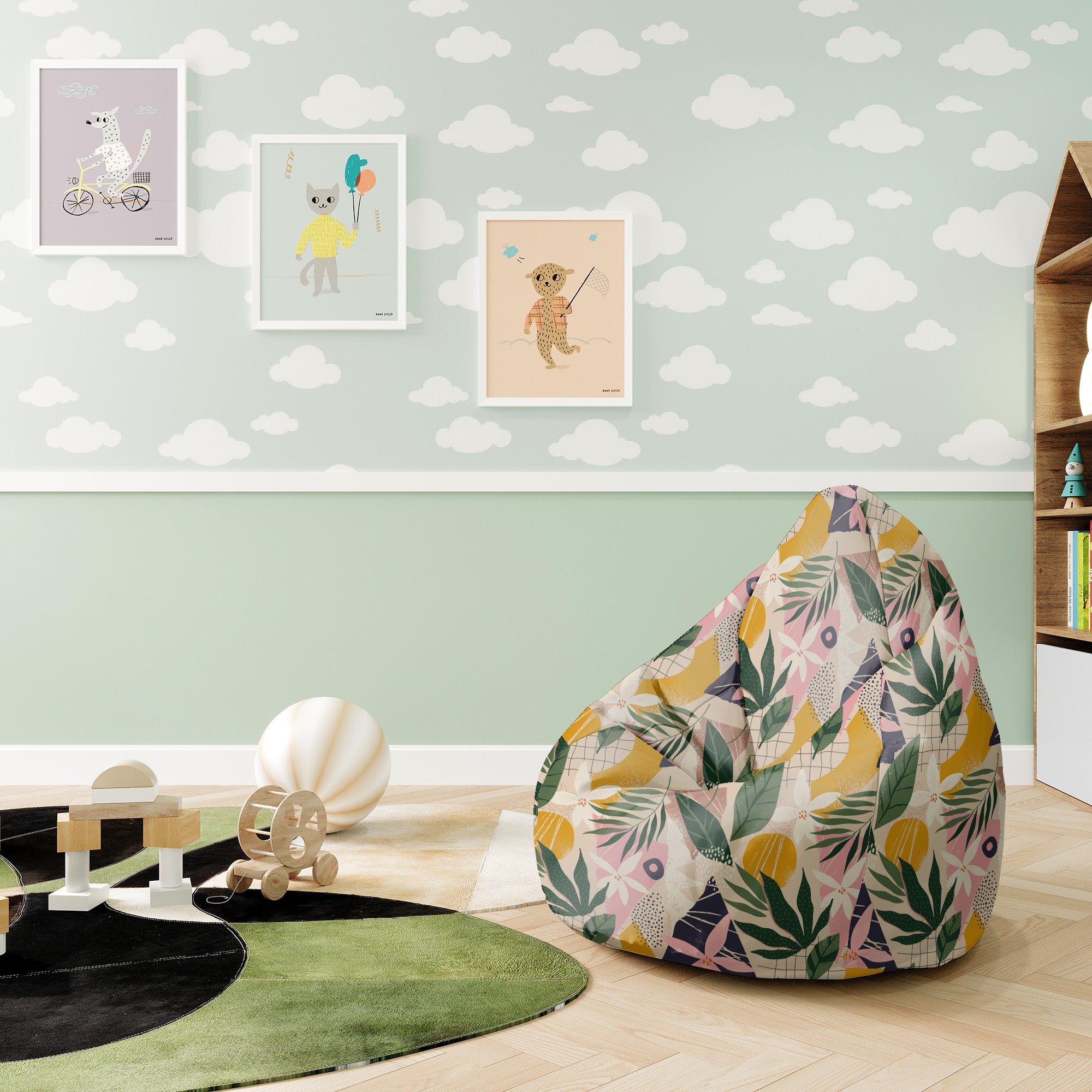 Puf Pearshape Collage Floral-S-Oxford