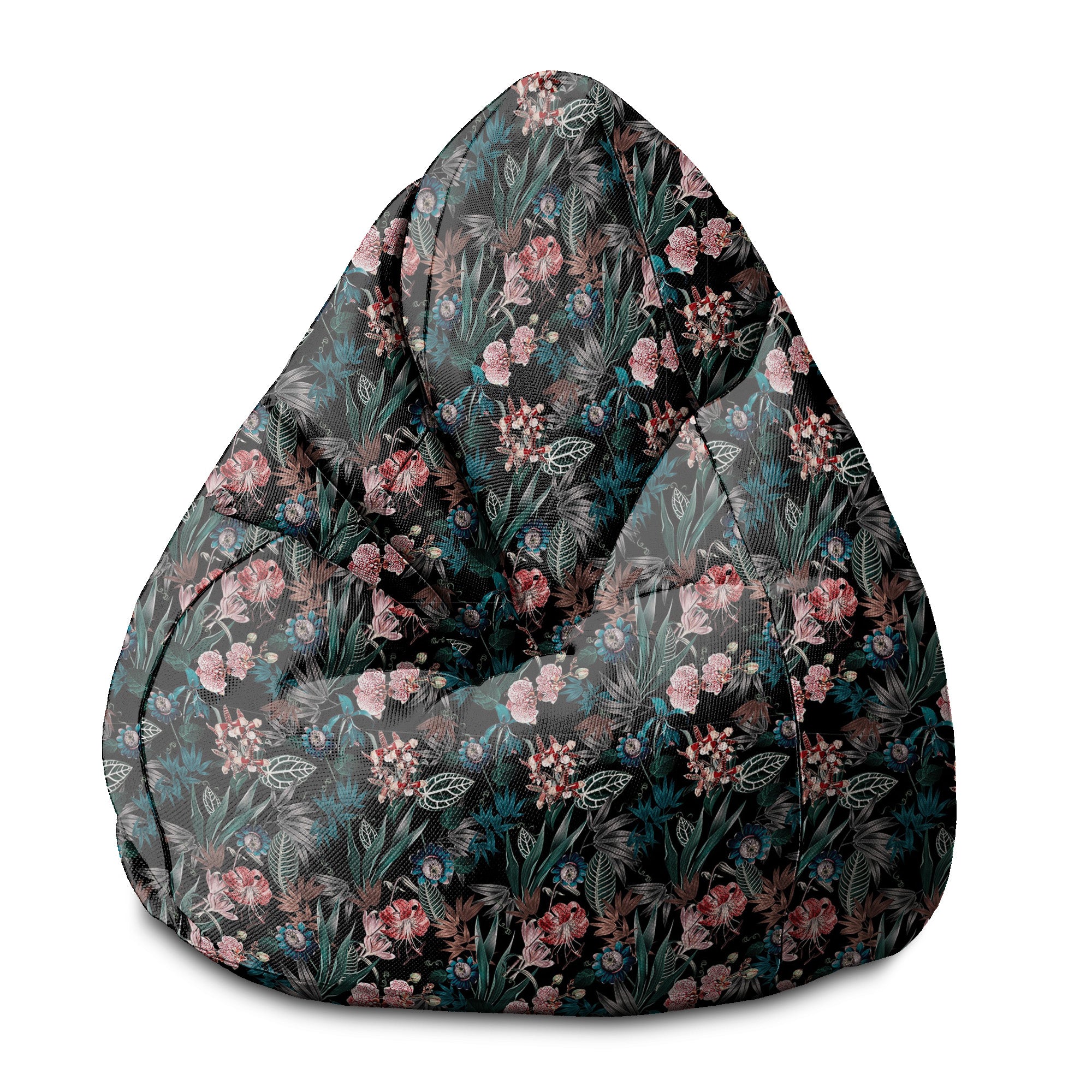Sedací vak Pearshape Tmavá botanika-S-Zamat