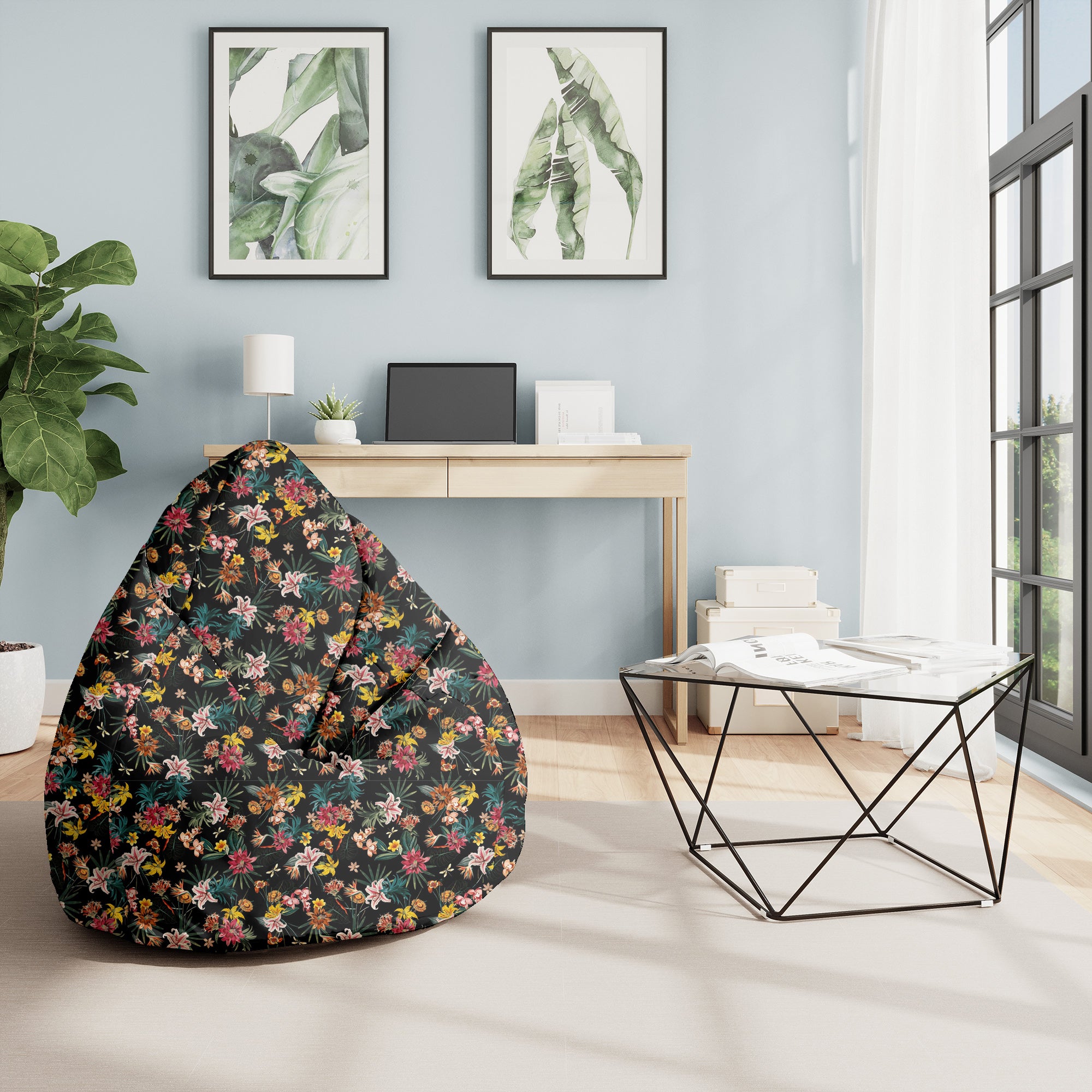 Pearshape Pouf Dark Jungle-M-Velvet