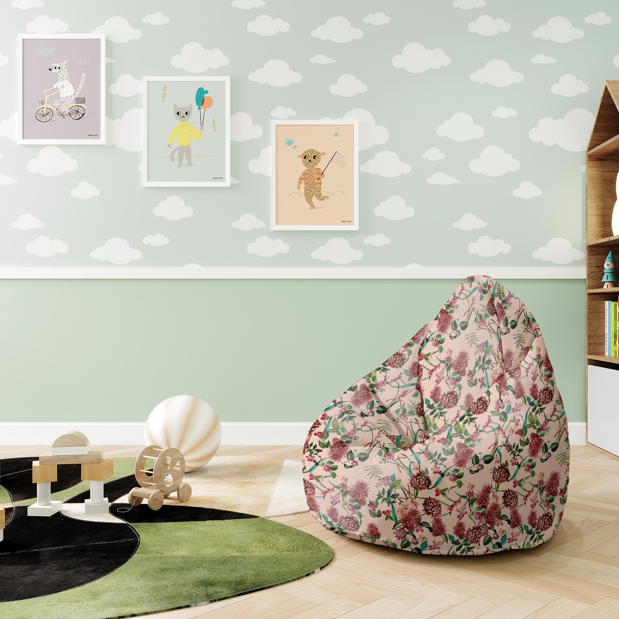 Sedací vak Pearshape Dark Jungle Pink-S-Velvet