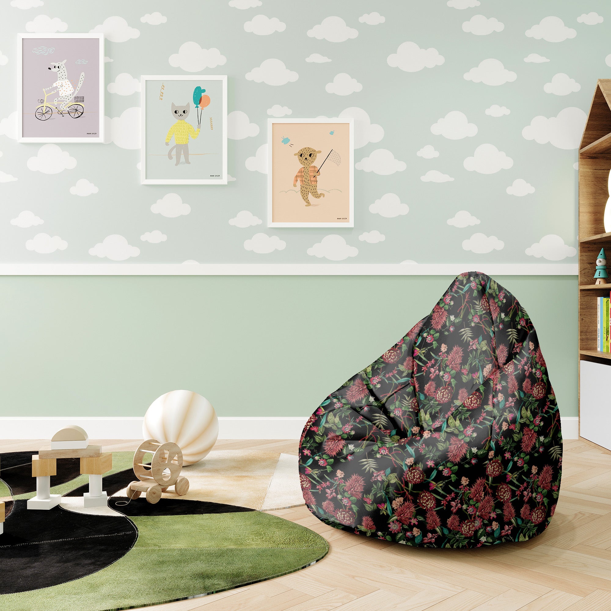 Sedací vak Pearshape Dark Jungle Red-S-Velvet