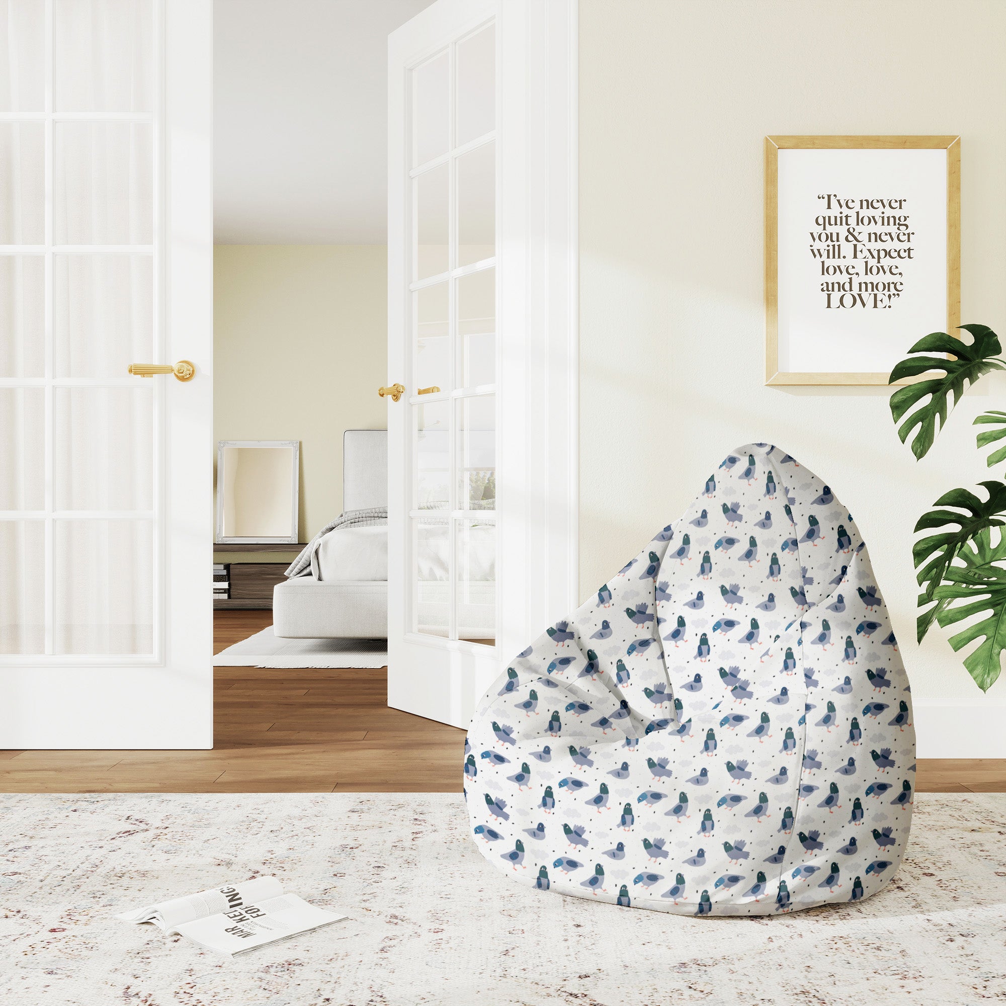 Pearshape Pouf Doves-M-Oxford