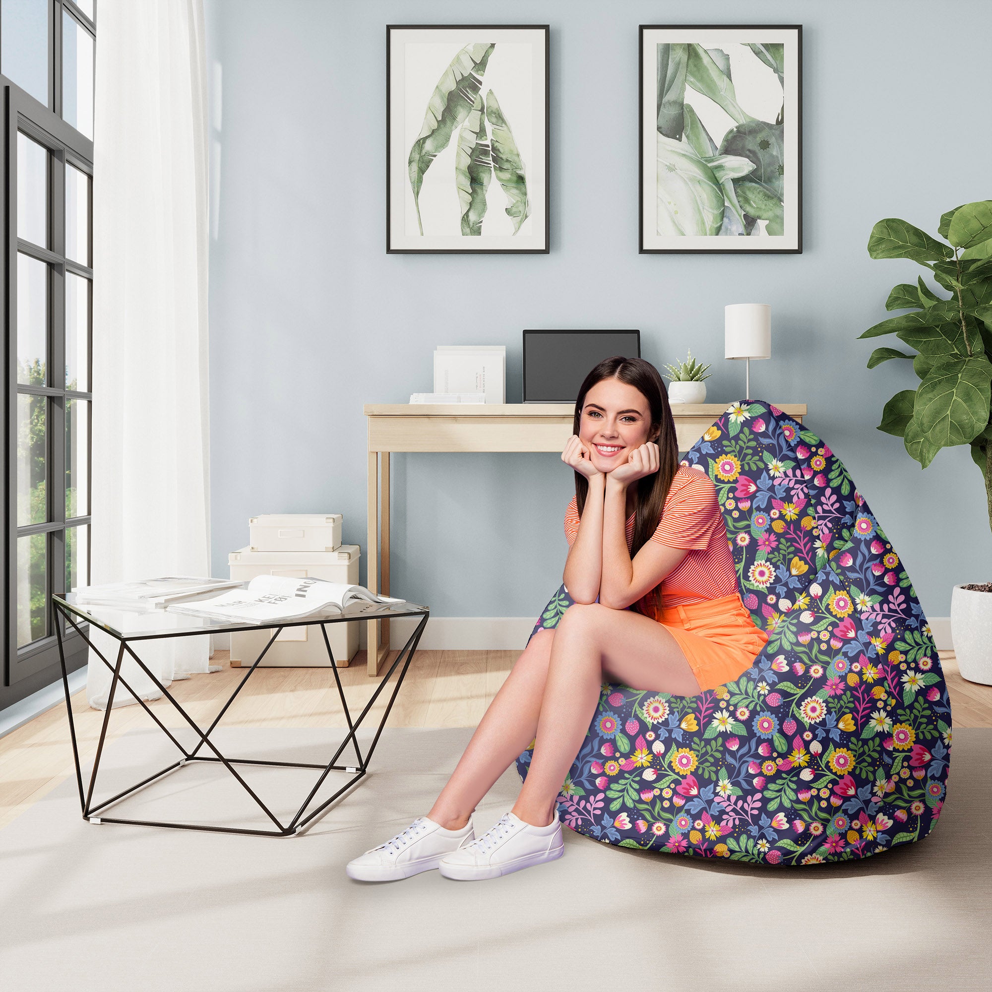 Puf Pearshape Exotic Floral-M-Velvet