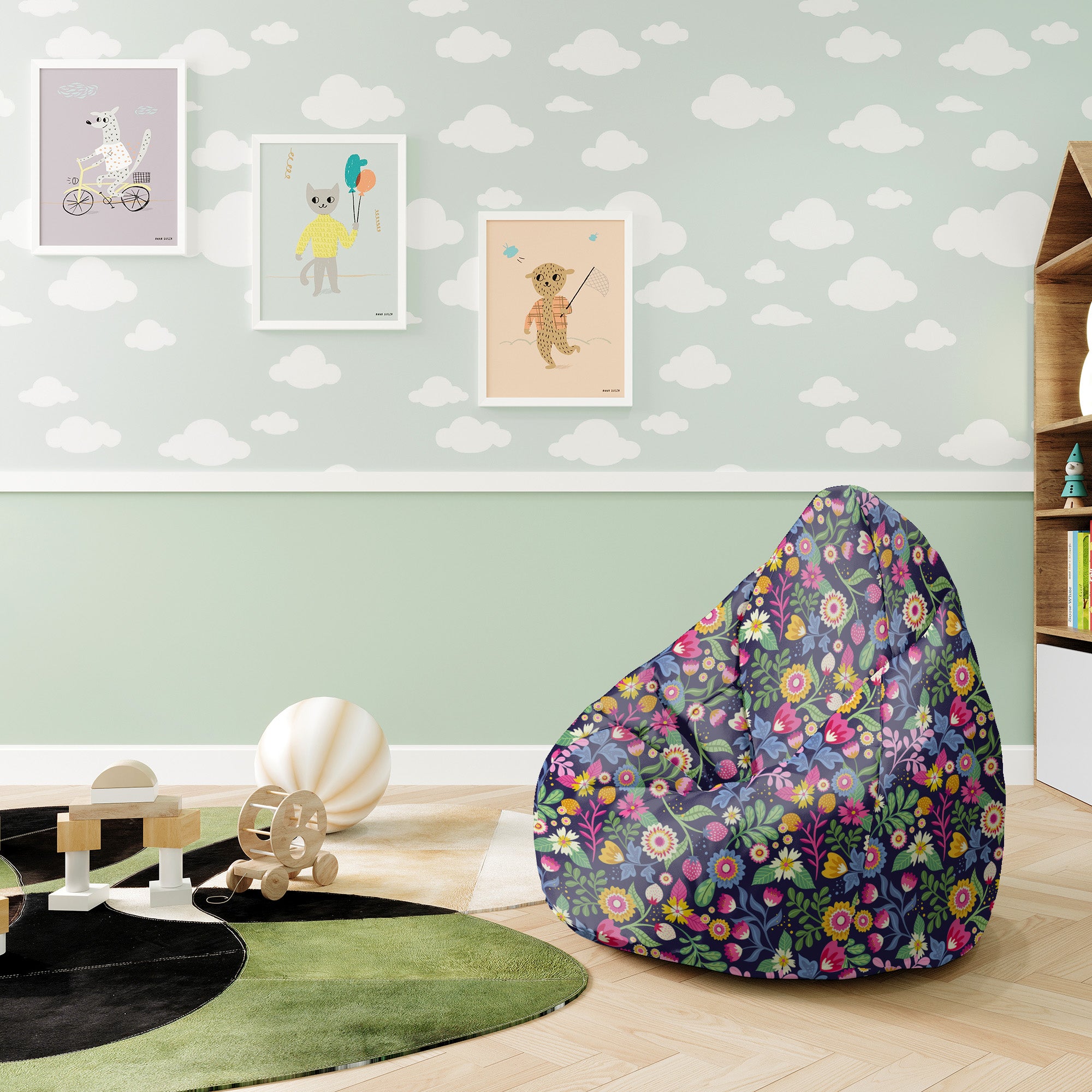 Puf Pearshape Exotic Floral-S-Velvet